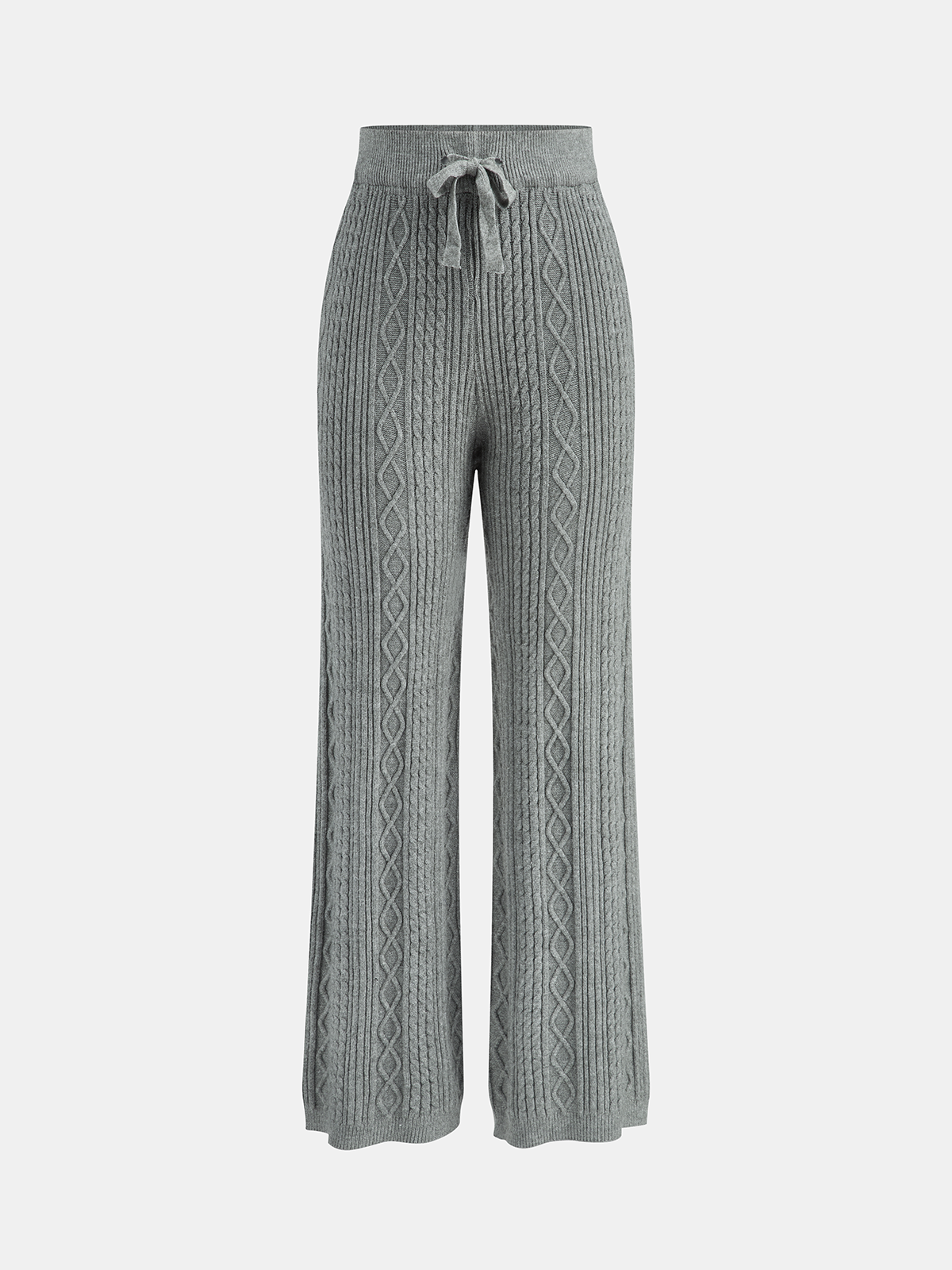 Kabelstrickhose mit mittelhohem Bund und Kordelzug