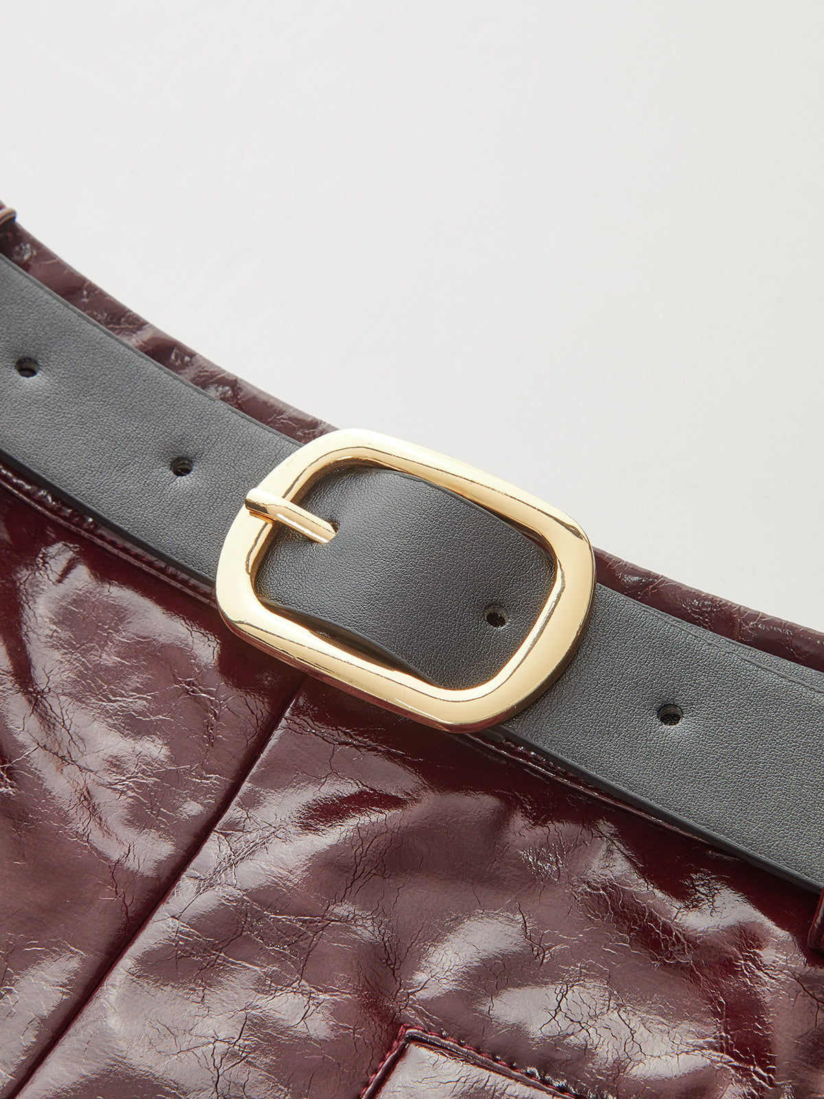 PU Leather Belted Mini Skirt