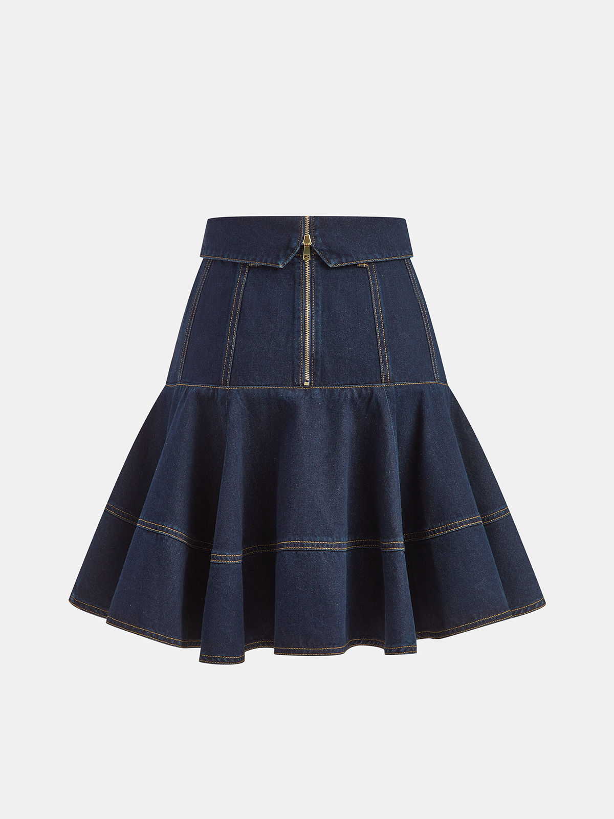 Denim High-Waist Flared Skirt