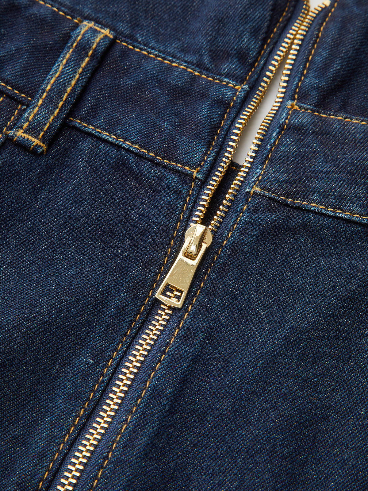 Denim High-Waist Flared Skirt