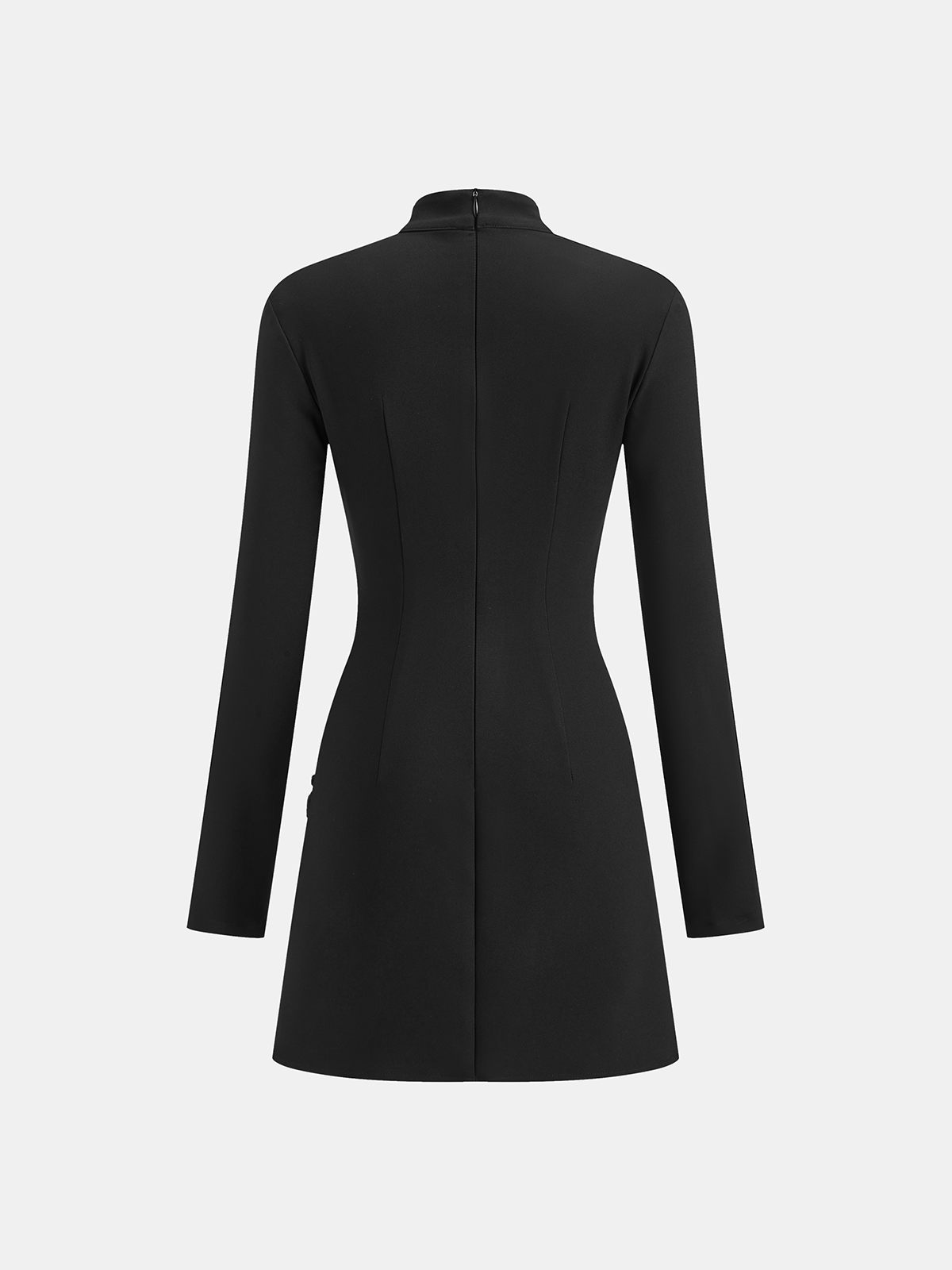 Robe à col montant, manches longues et boutonnière latérale fendue sur le côté