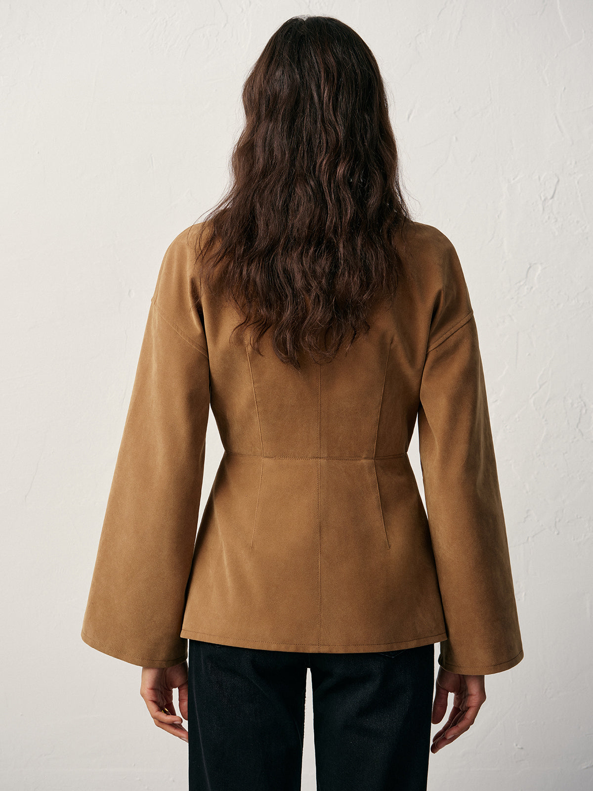 Blazer à manches évasées effet daim