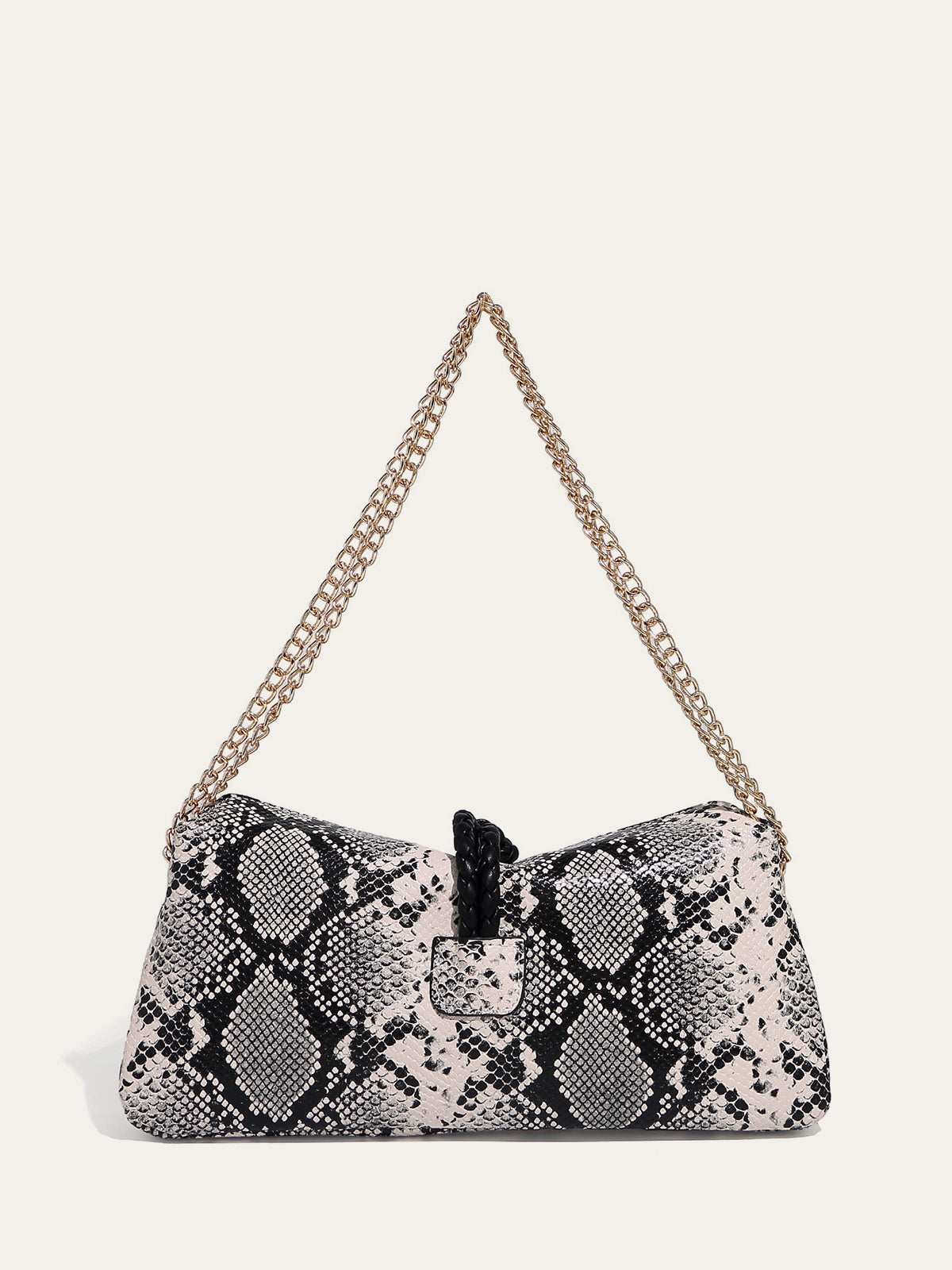 Sac à bandoulière en chaîne motif peau de serpent