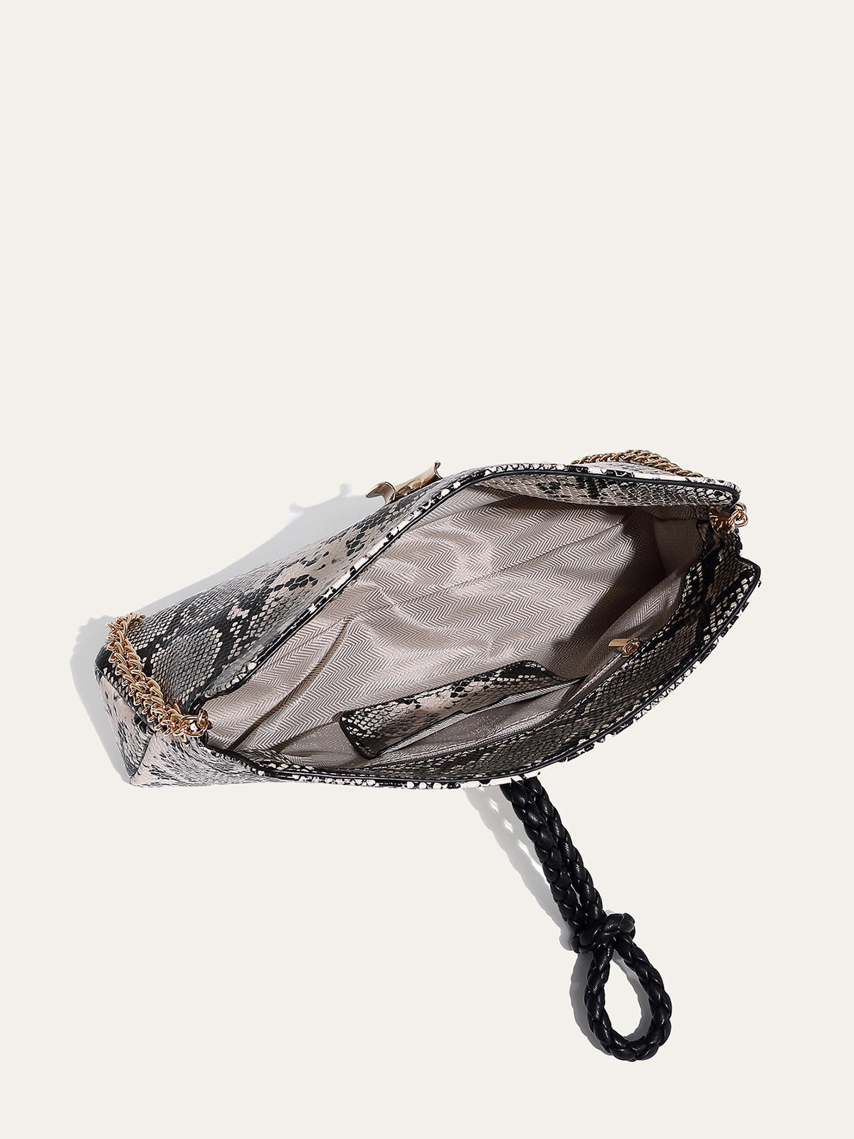 Sac à bandoulière en chaîne motif peau de serpent