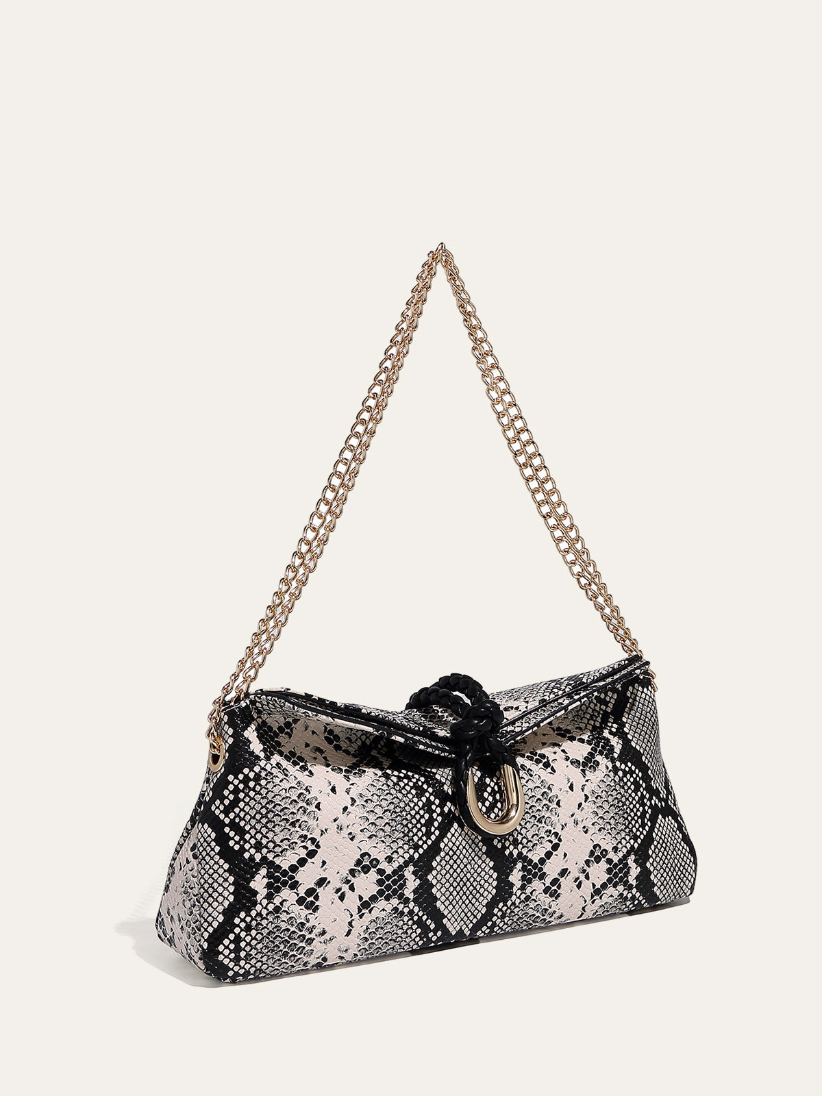 Sac à bandoulière en chaîne motif peau de serpent