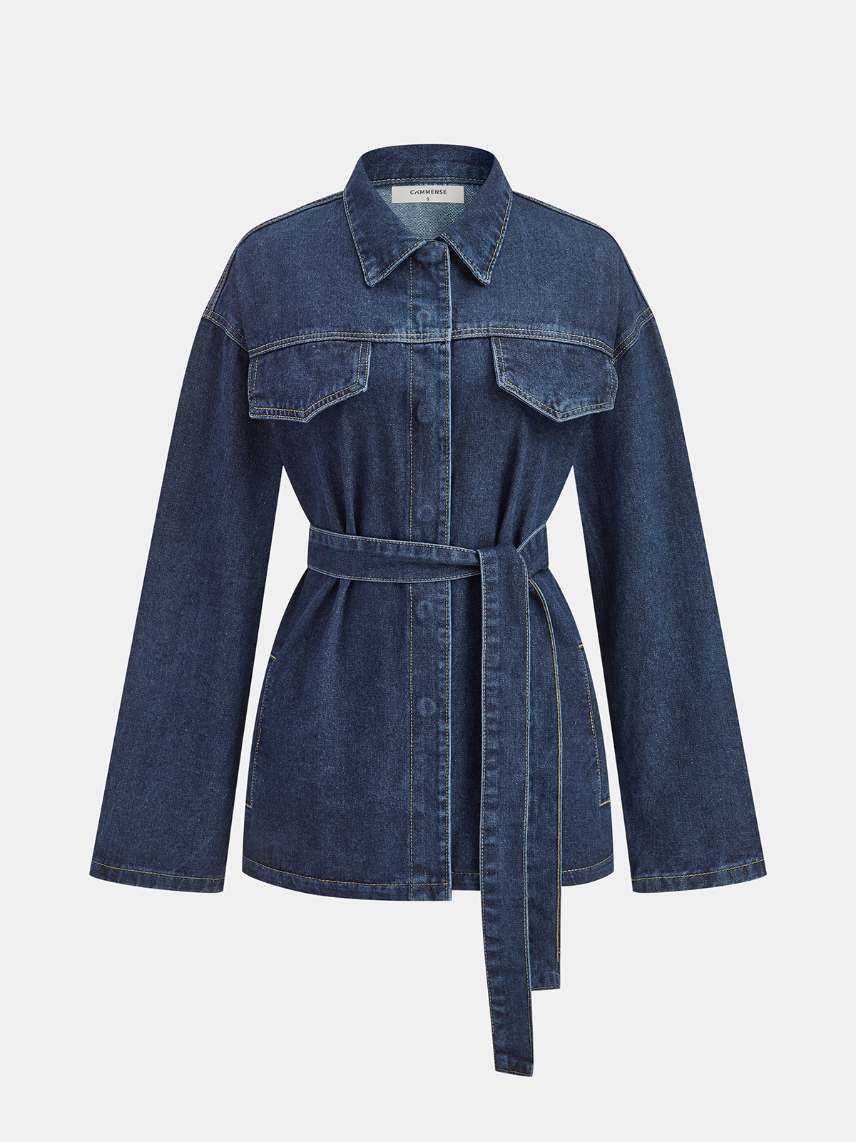 Belted Denim Shirt Jacket
