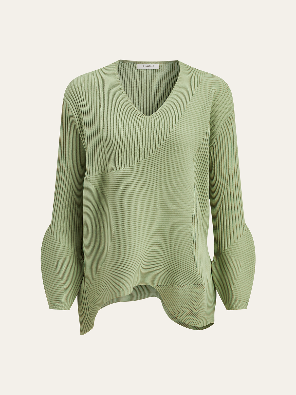 Pull en maille texturé à col en V et ourlet asymétrique