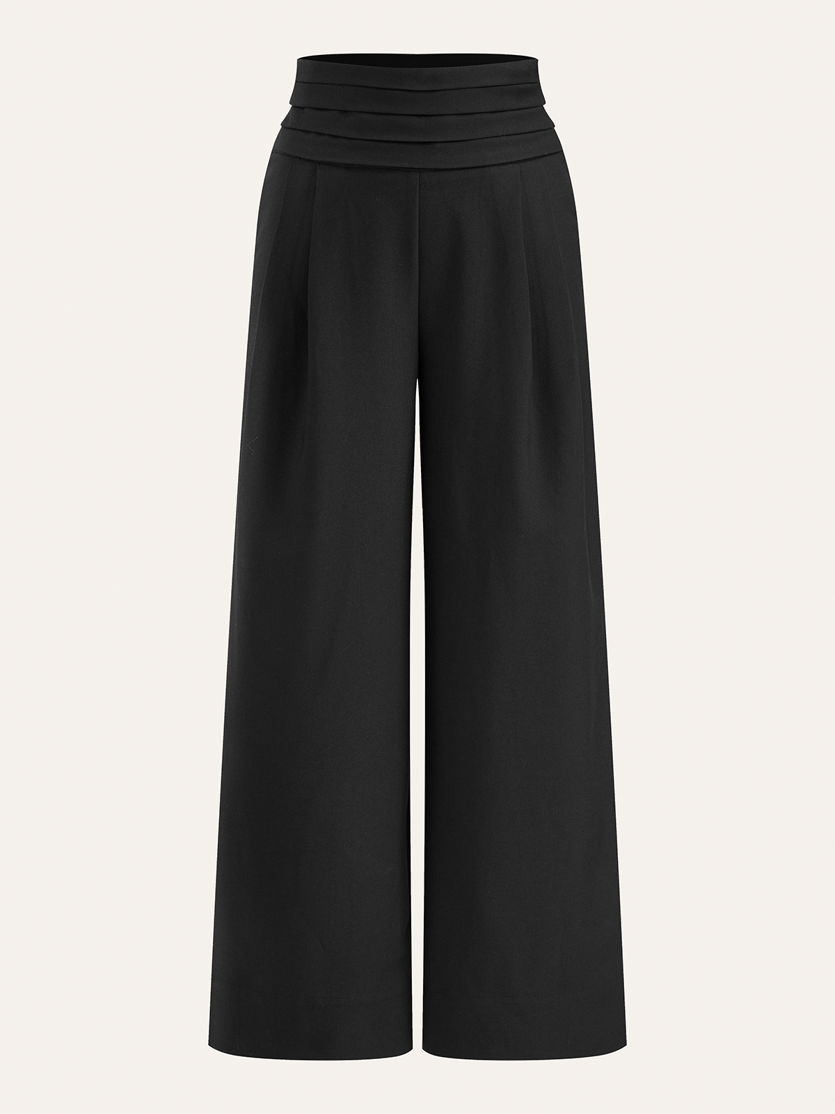 High-Waist Hose mit Faltenbund und weitem Bein
