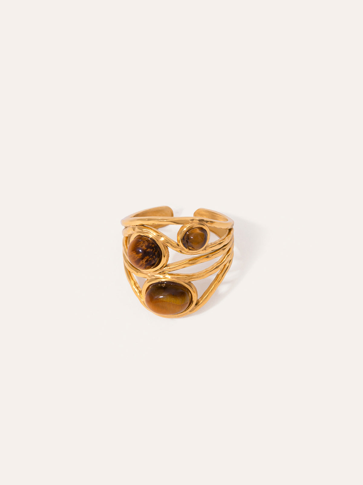 Bague en Acier Titane Pierre Œil de Tigre