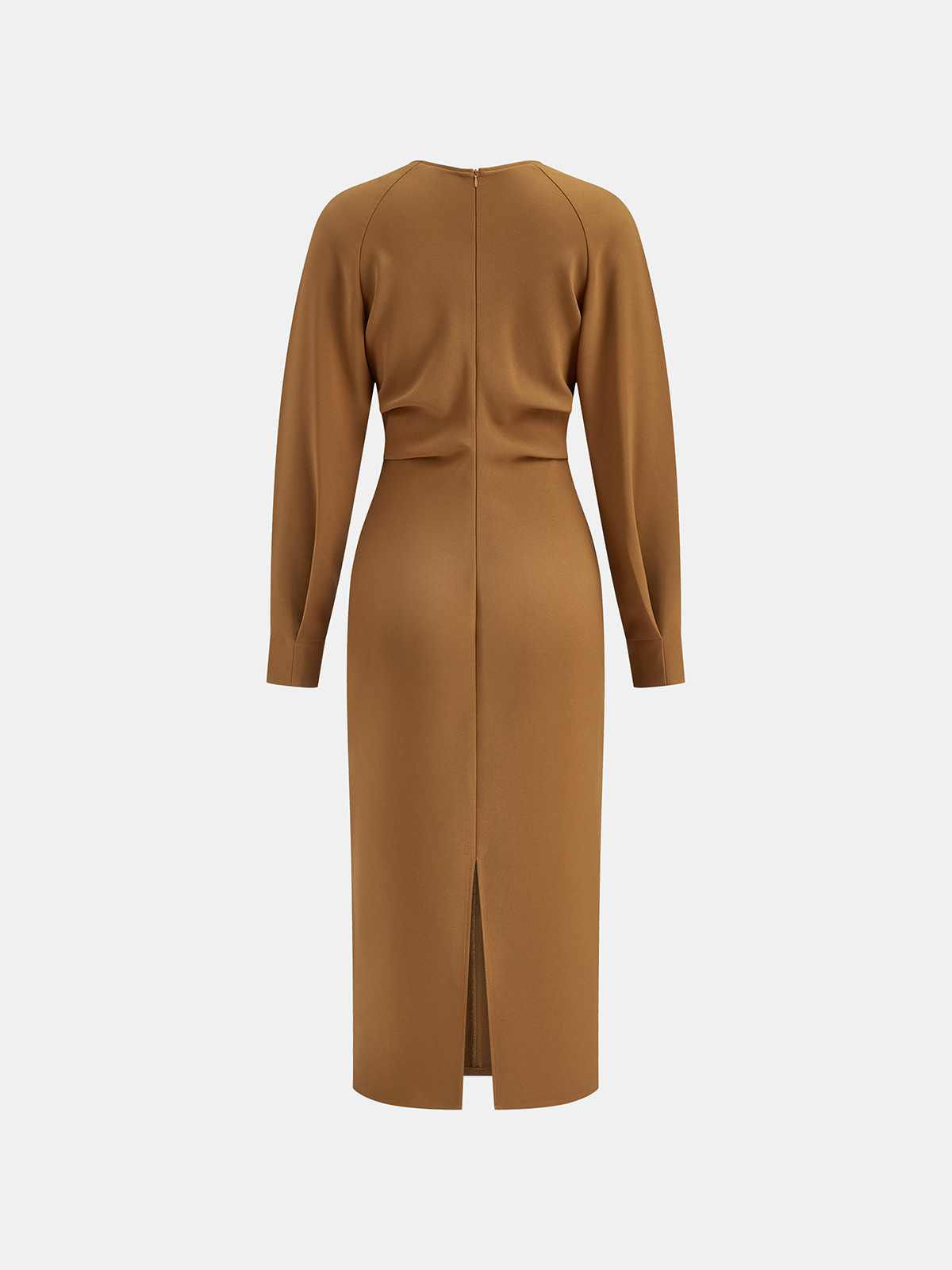 V-Neck Metal Detail Fitted Waist Dress