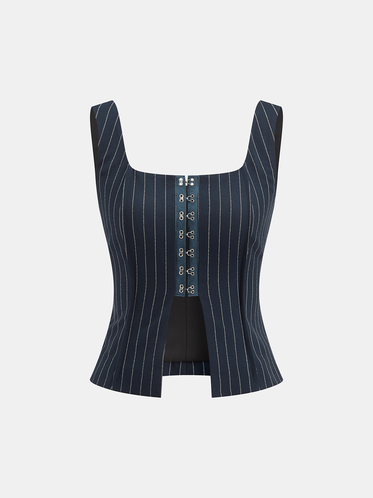 Ensemble haut et jupe rayés à fermeture à agrafes
