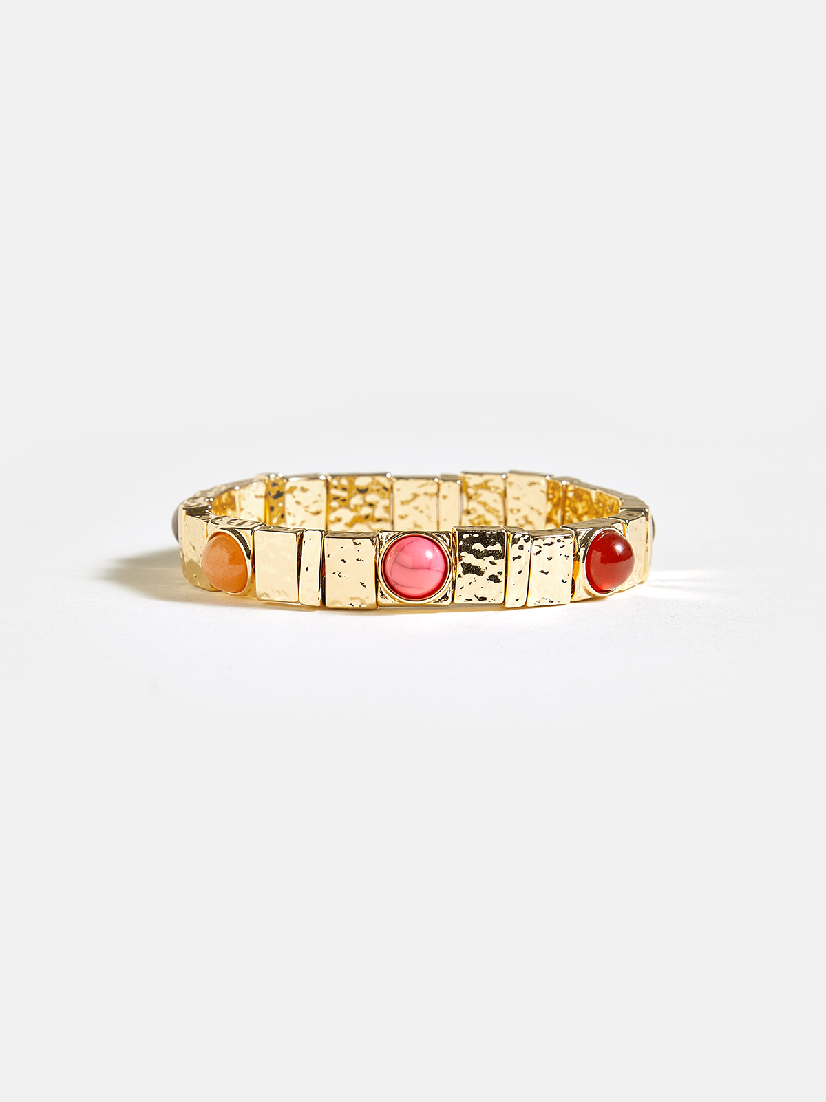 Buntes Edelstein-Armband mit Gummiband in Goldoptik