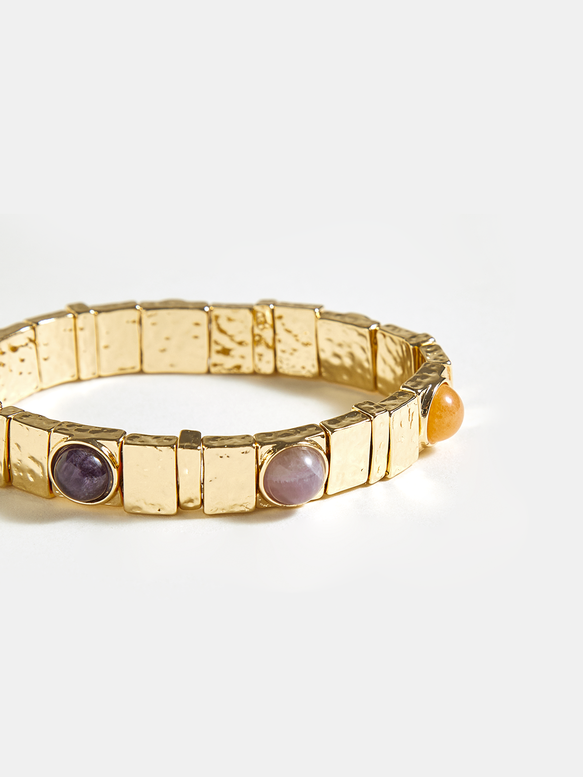 Buntes Edelstein-Armband mit Gummiband in Goldoptik