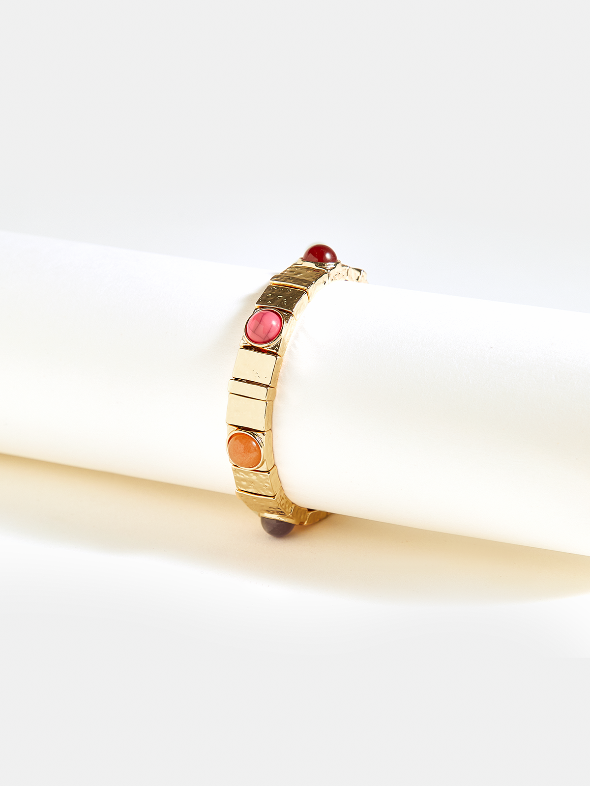 Buntes Edelstein-Armband mit Gummiband in Goldoptik