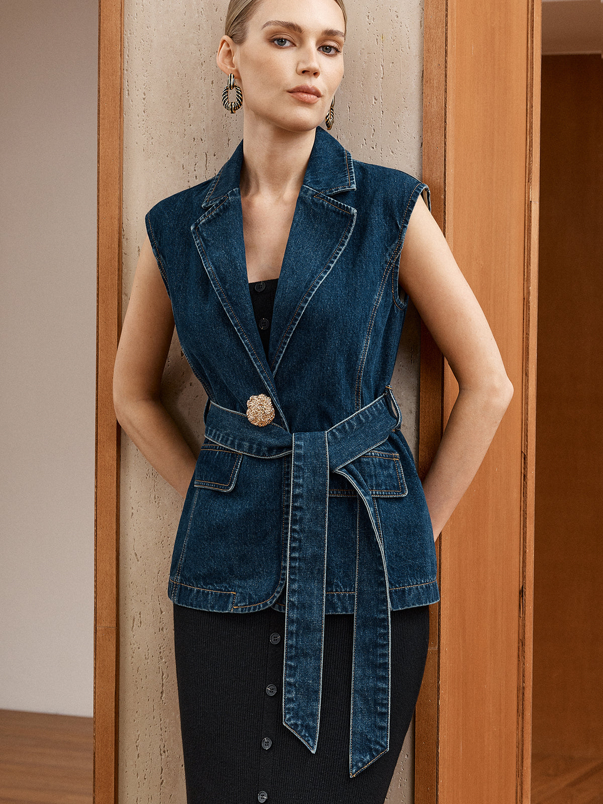 Gilet-Blazer ceinturé en jean