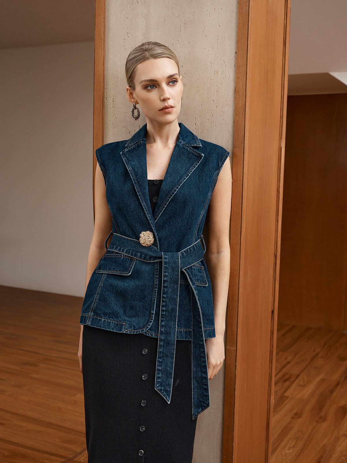 Gilet-Blazer ceinturé en jean