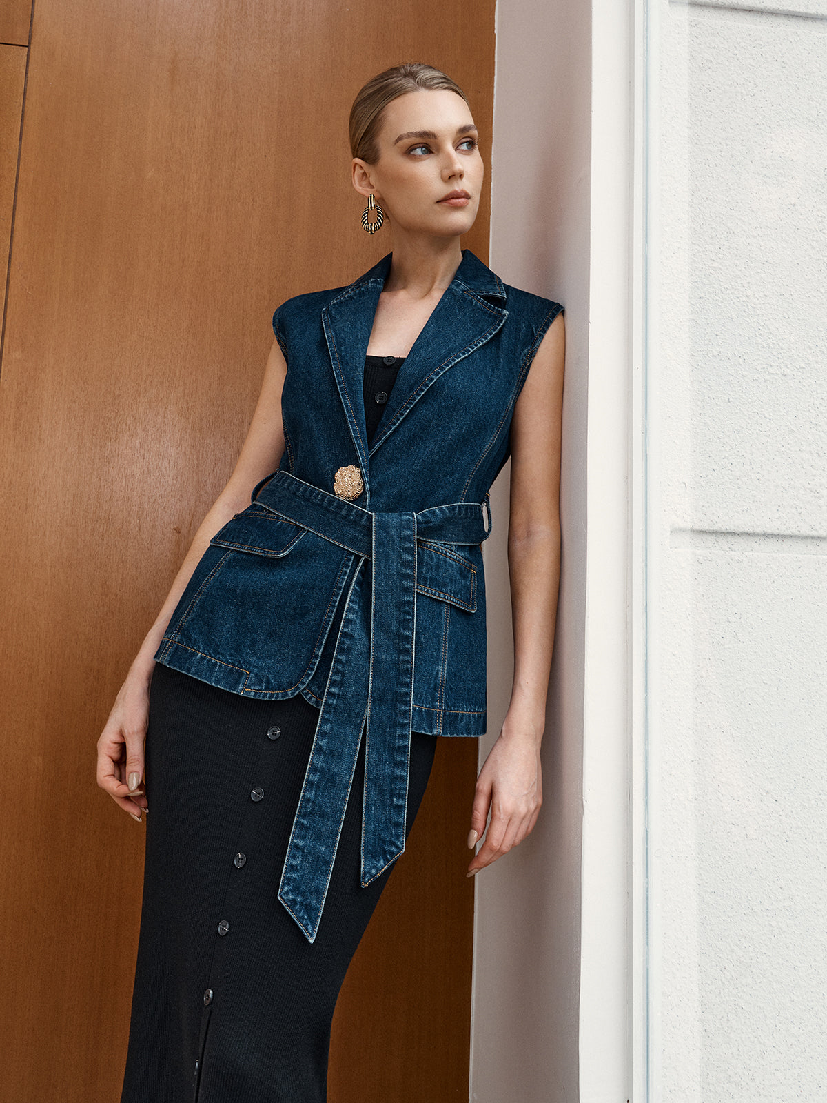 Gilet-Blazer ceinturé en jean