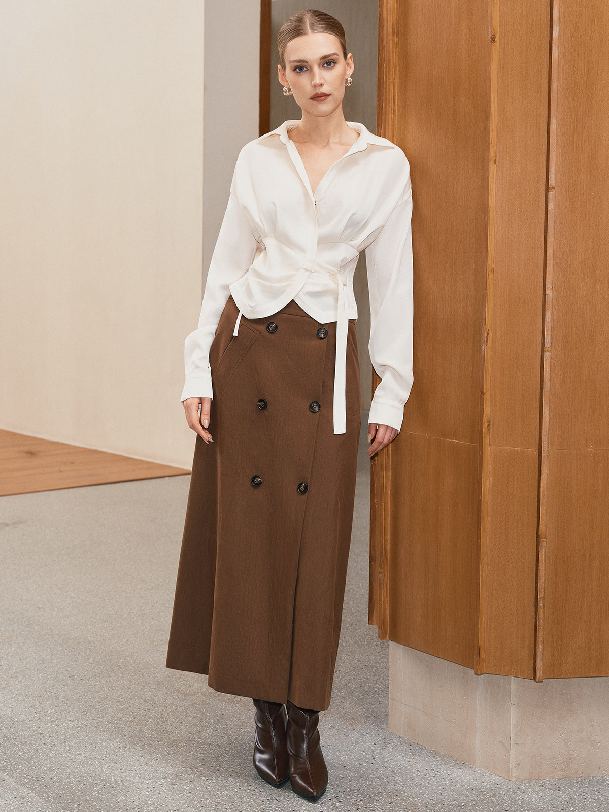 Double Breasted Maxi Skirt