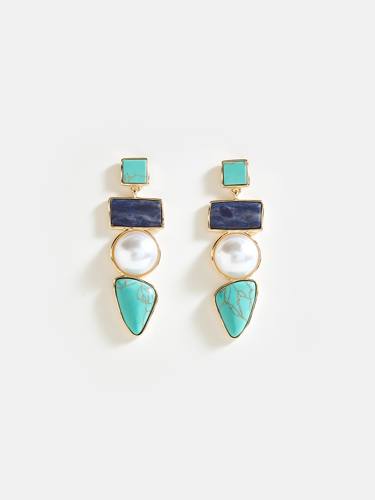 Boucles d'oreilles géométriques perlées superposées