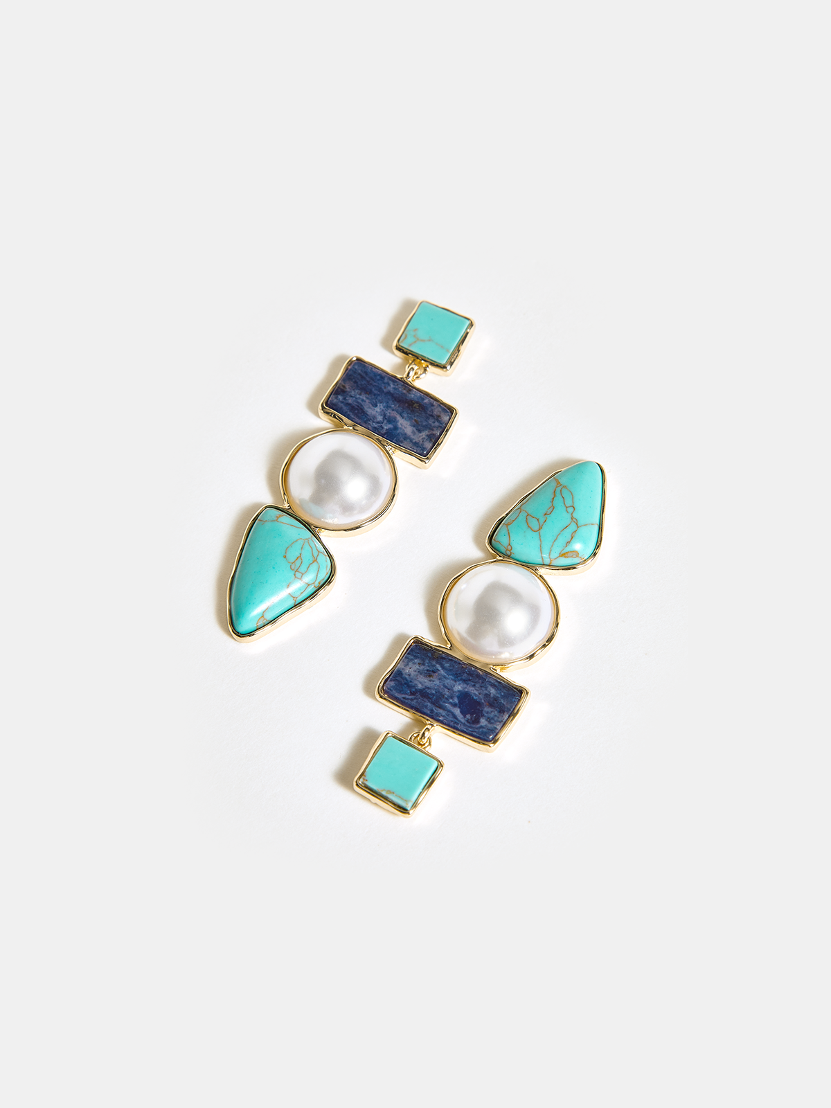 Boucles d'oreilles géométriques perlées superposées