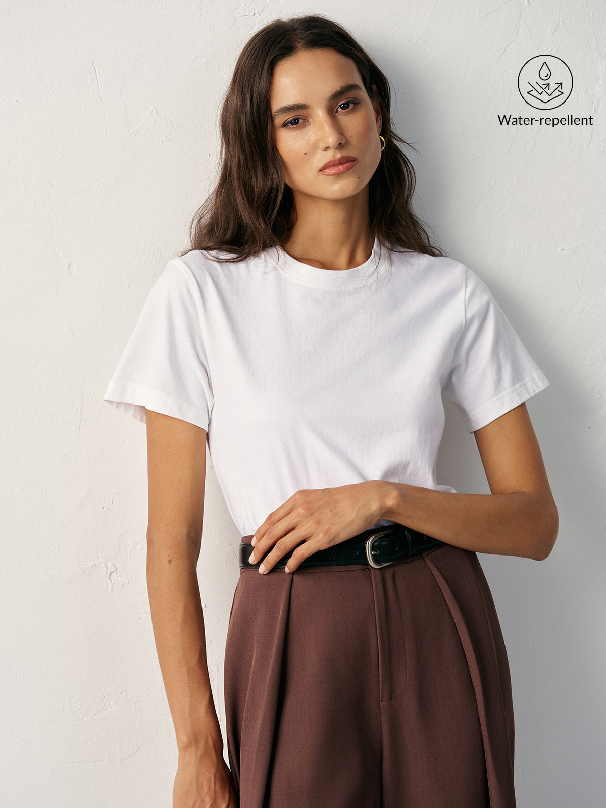 T-shirt à col rond en coton déperlant