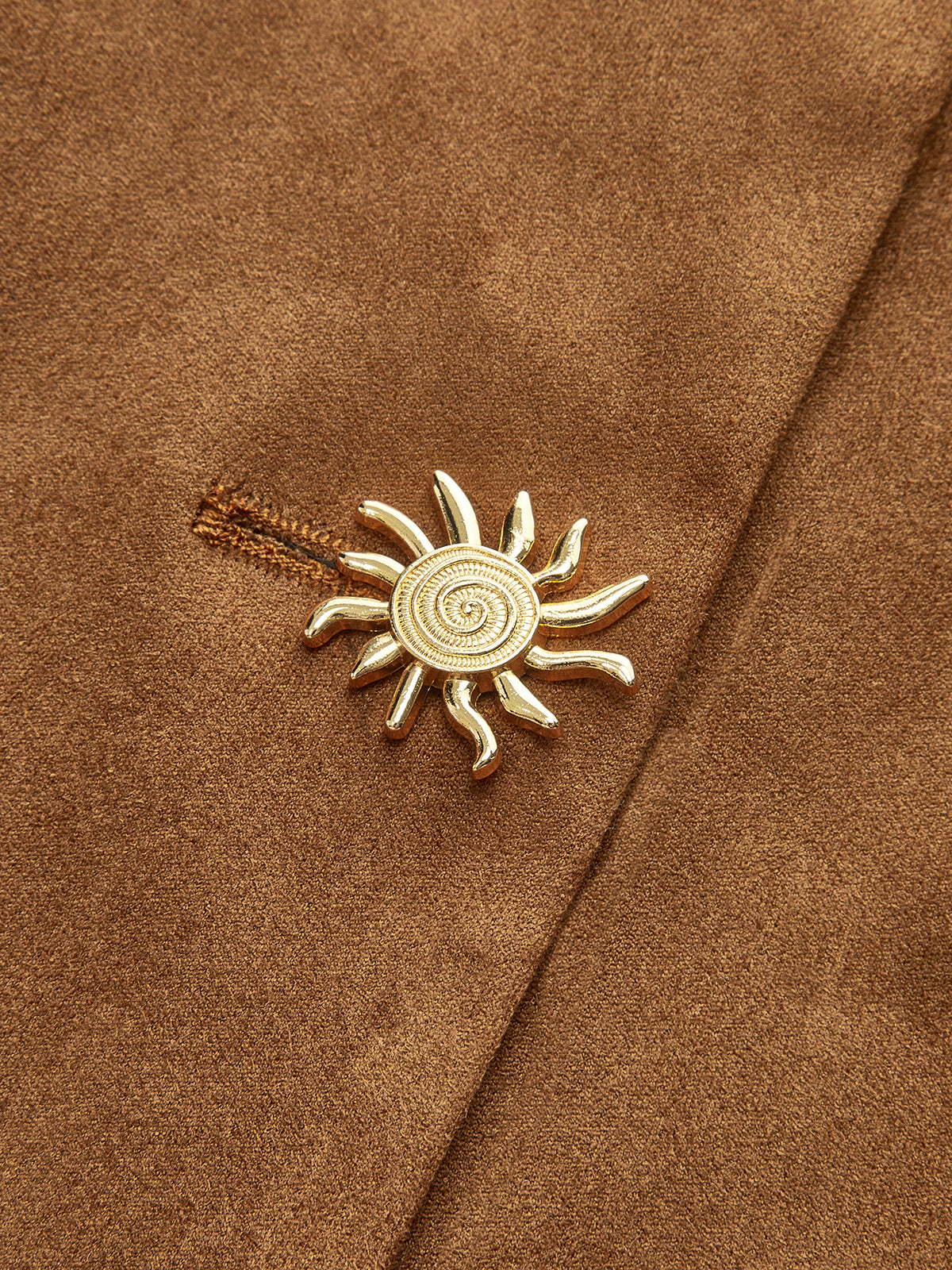 Suede Effect Fitted Metal Button Jacket