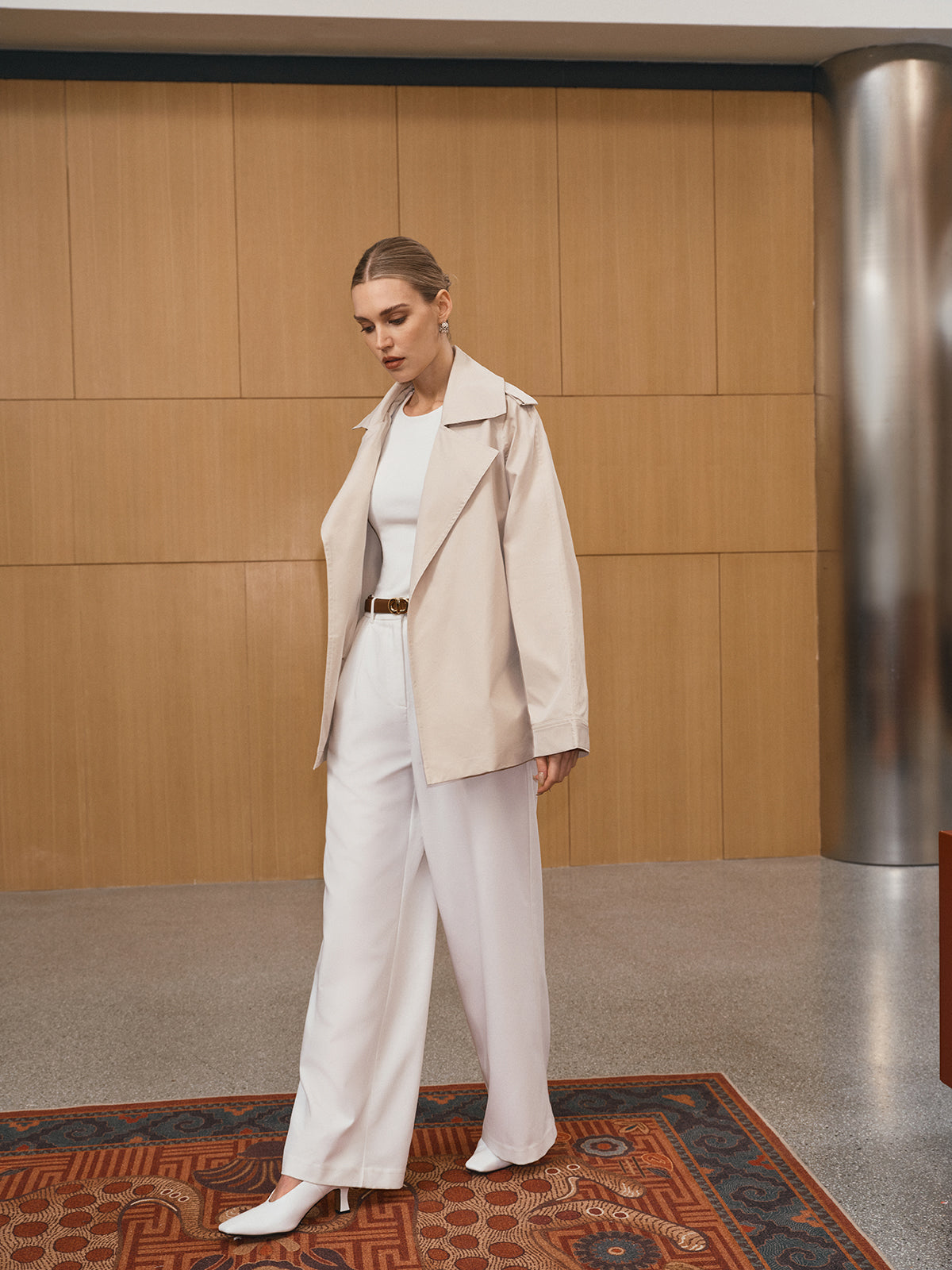 Wide Lapel Belted Trench Coat