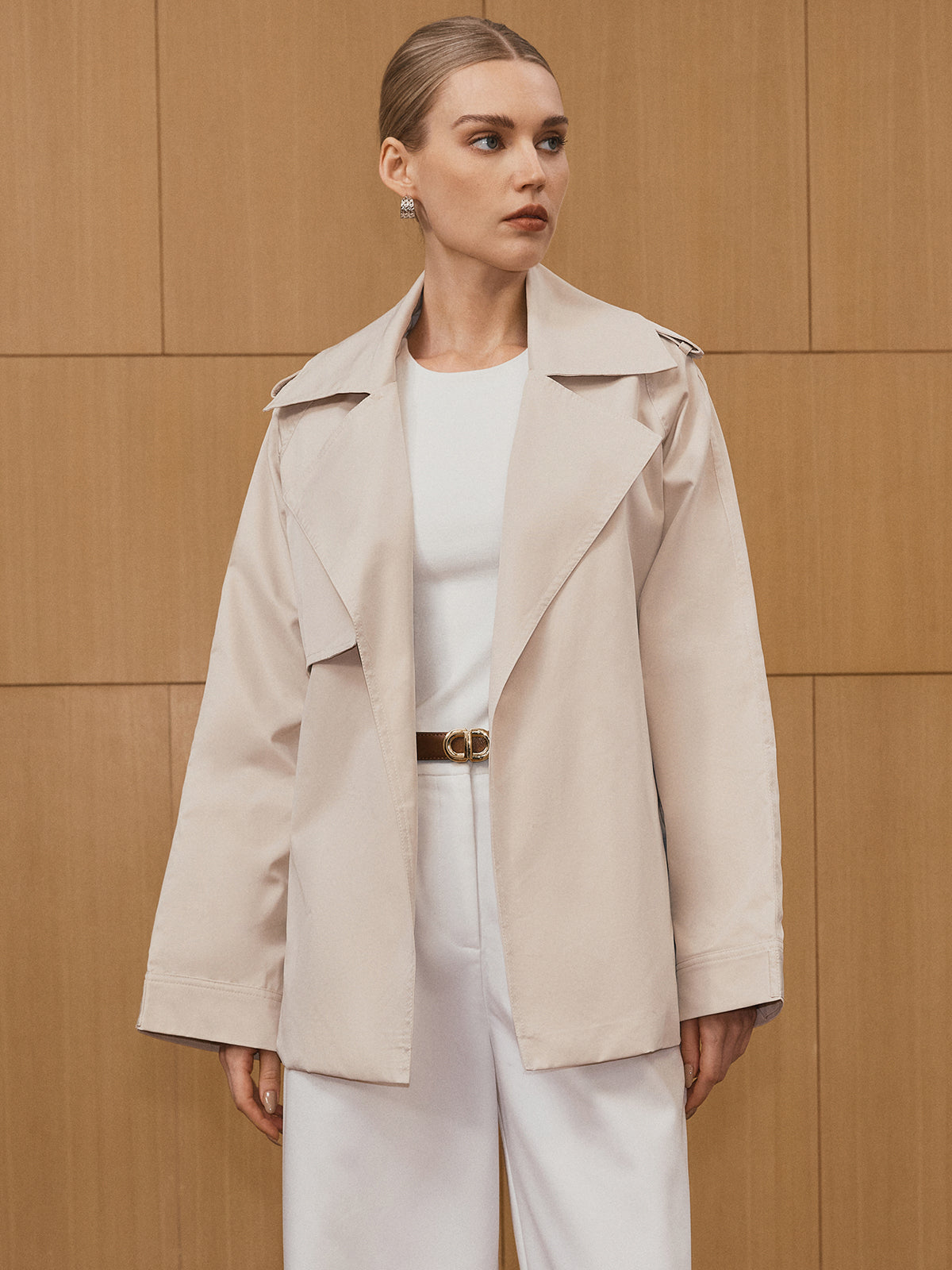 Wide Lapel Belted Trench Coat