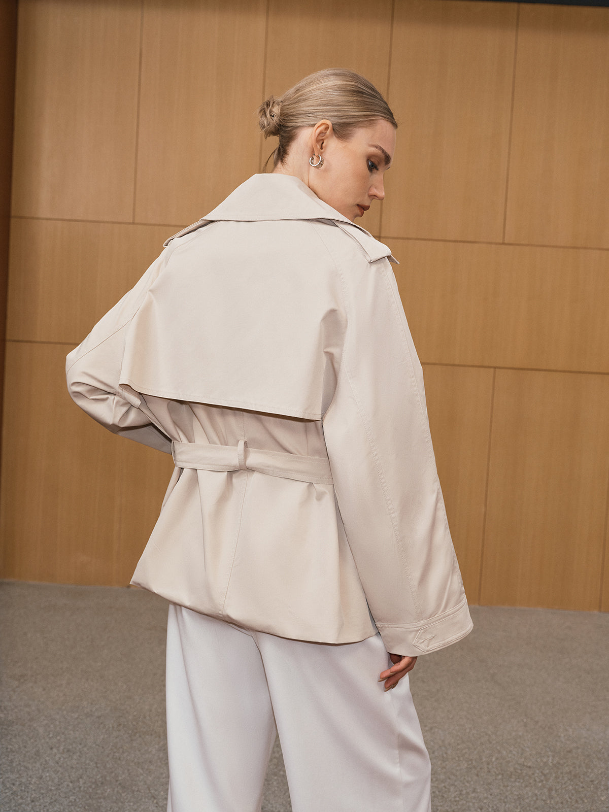 Wide Lapel Belted Trench Coat