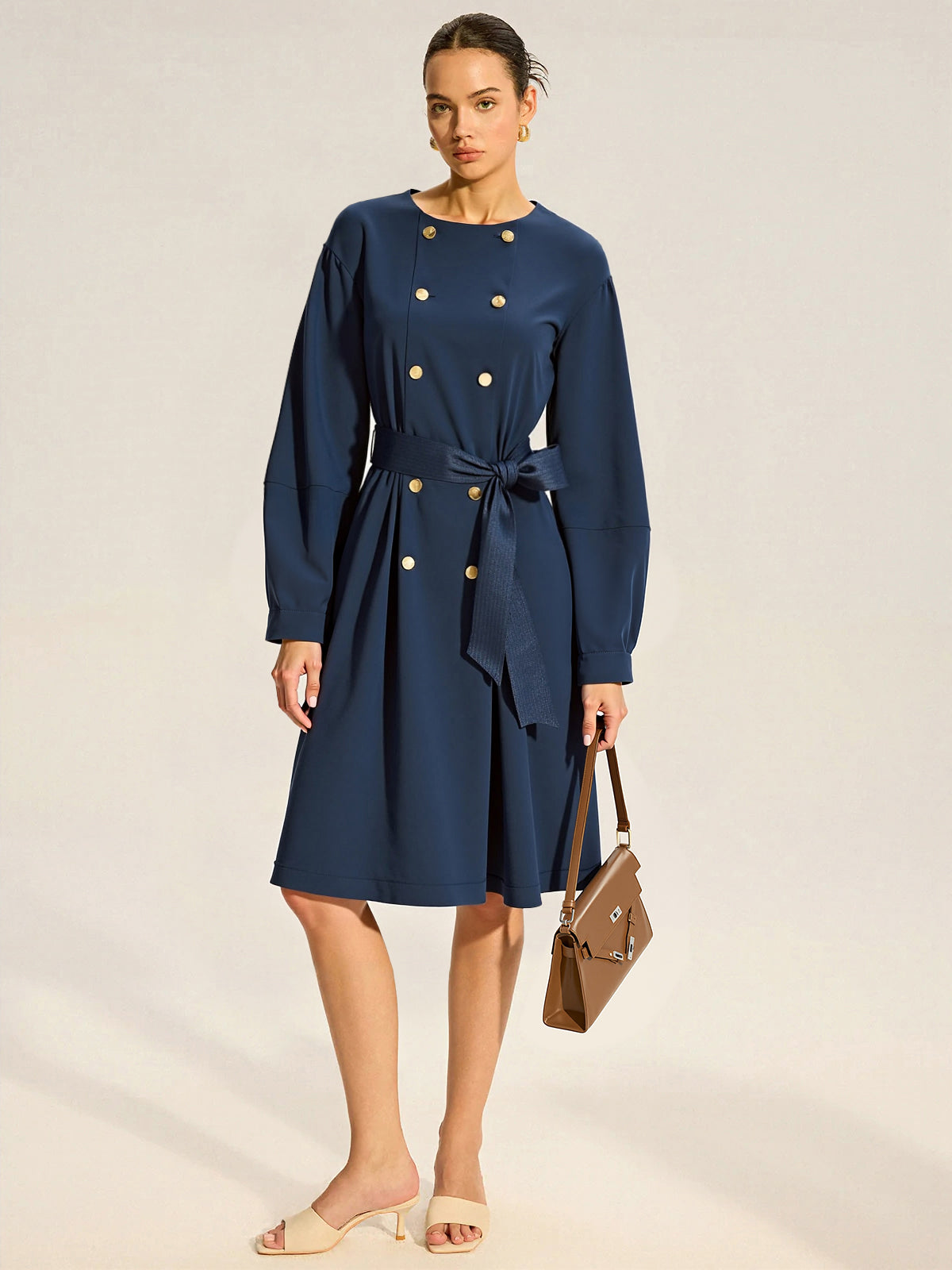 Trench-coat croisé ceinturé