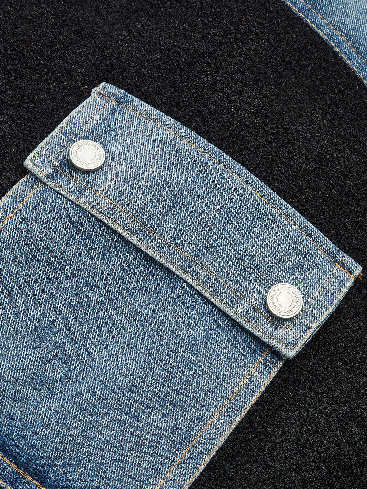 Zipper Denim Panel Knit Outerwear