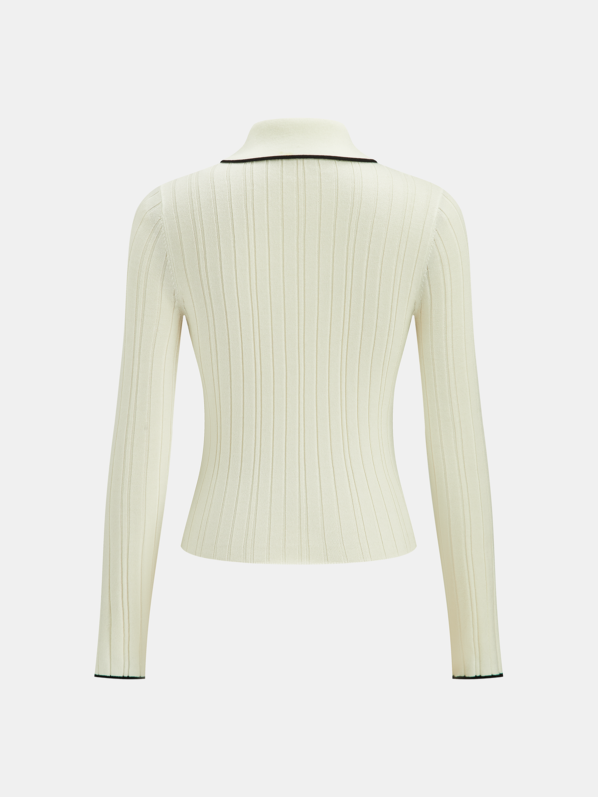 Contrast Trim Wool Blend Polo Neck Sweater