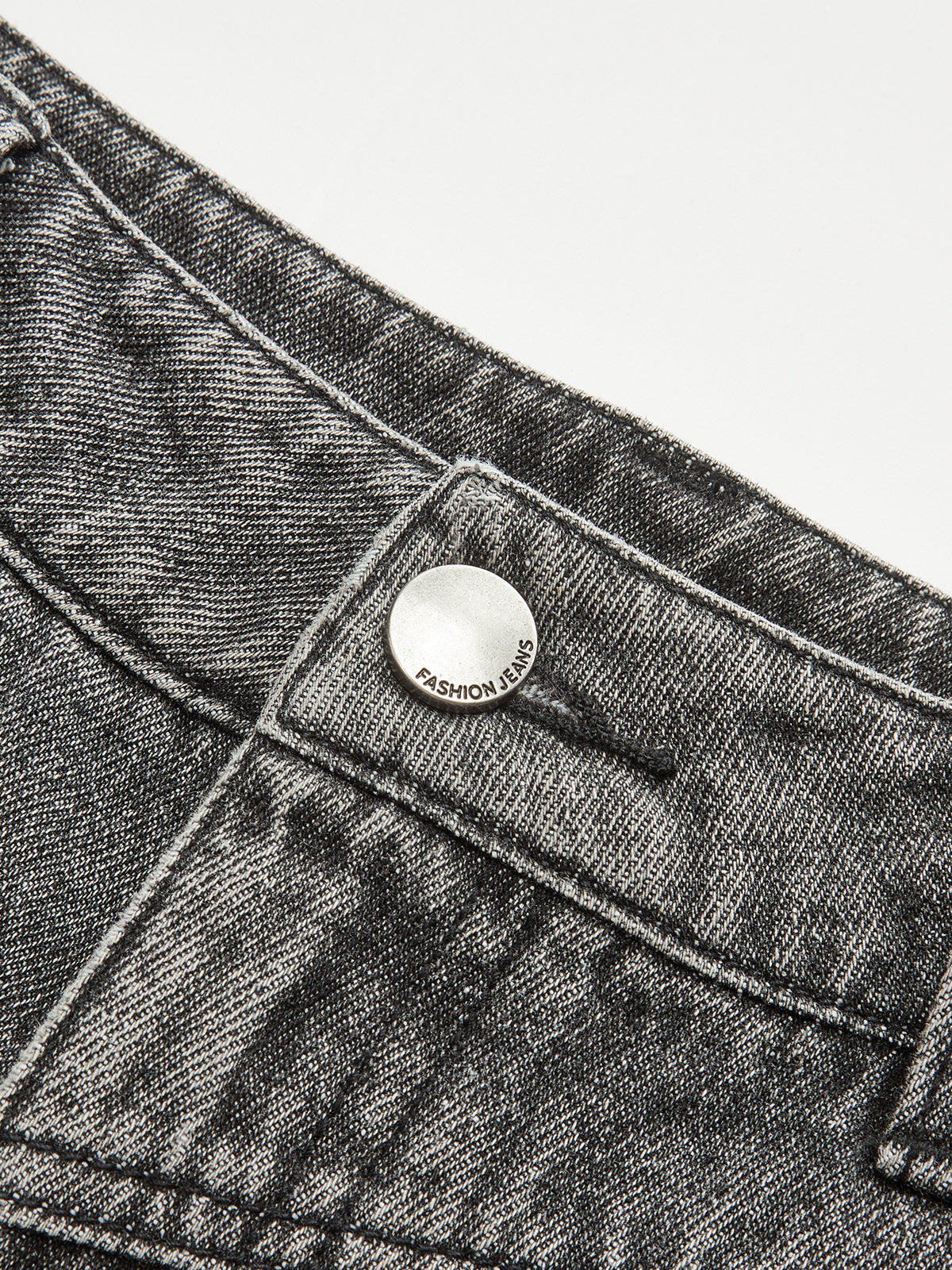High-Waisted Washed-Denim-Hose