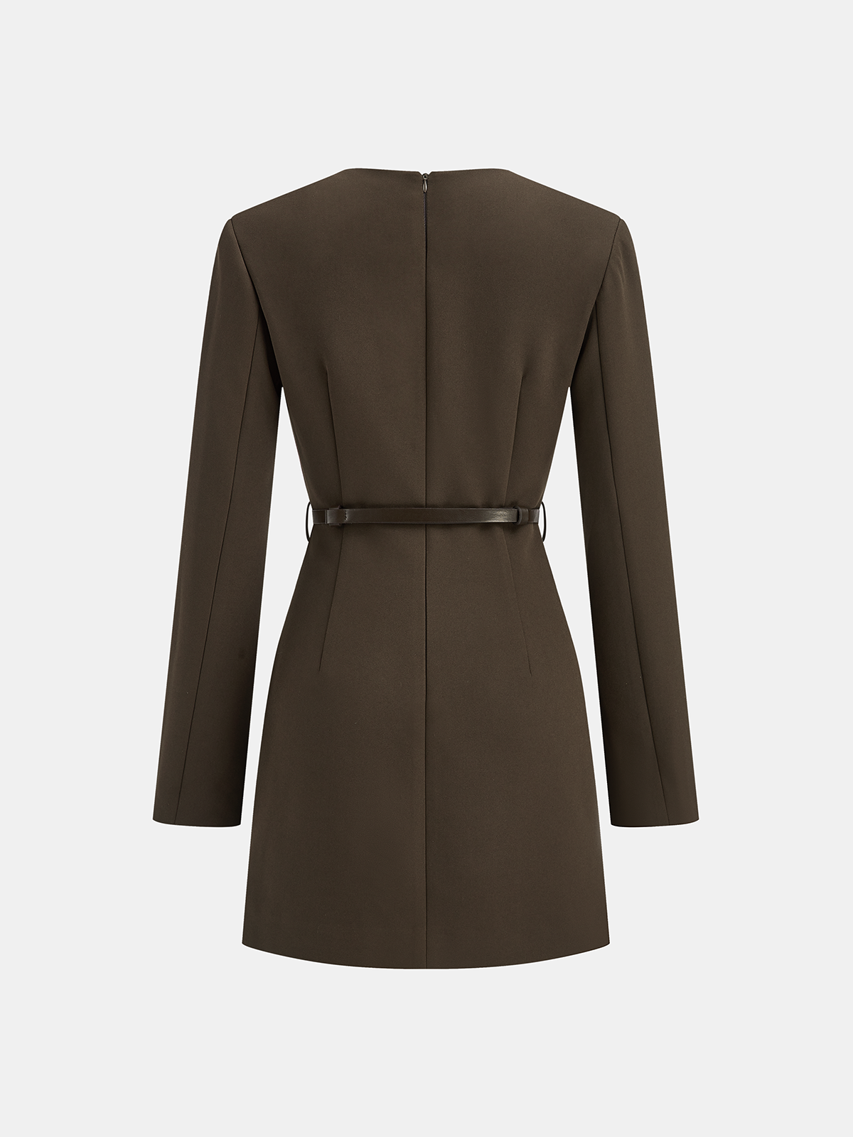 Tailliertes Kleid mit V-Ausschnitt und Gürtel