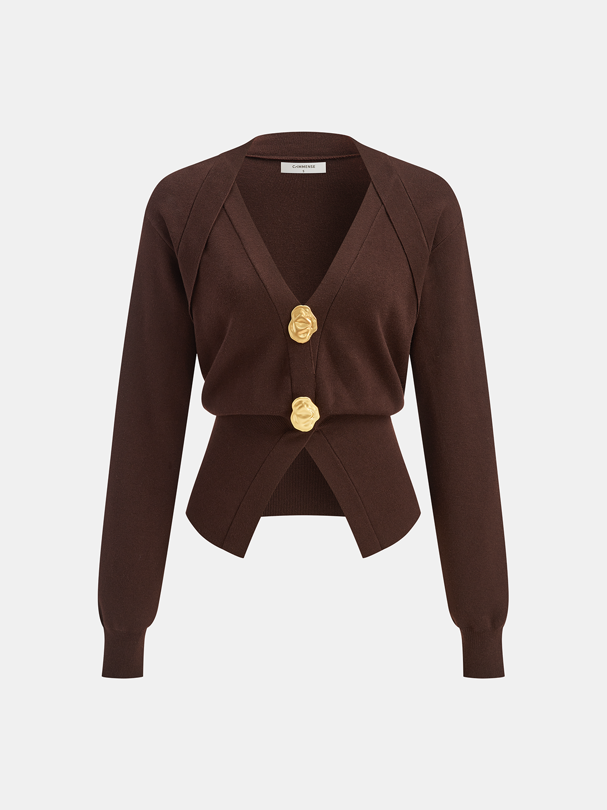 Pull en maille mélangée de laine à col en V et détail métallique