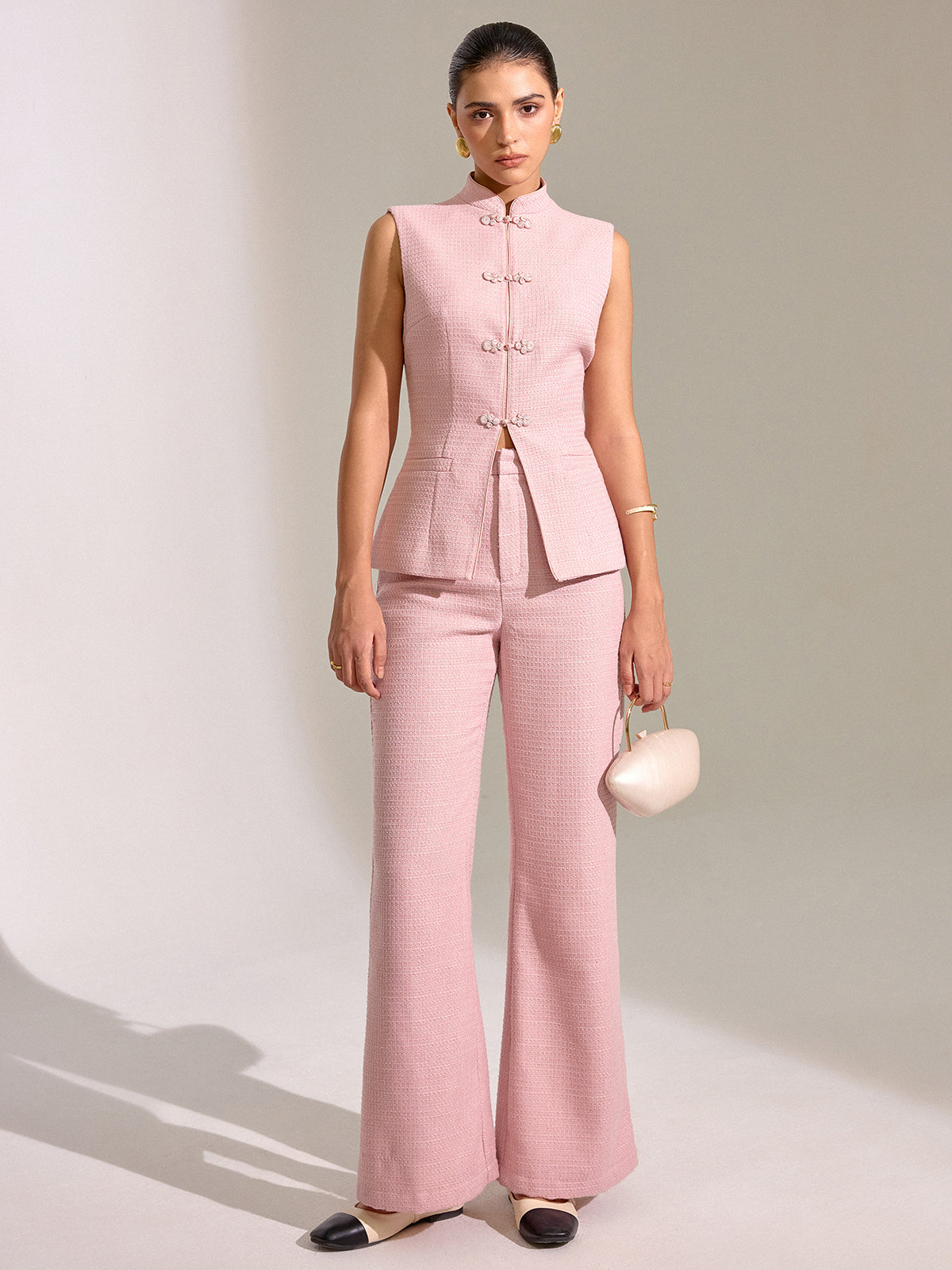 Textured Knot Button Vest