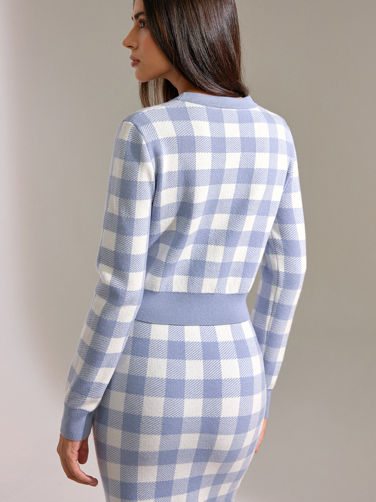 Cardigan vintage en mélange de laine à carreaux