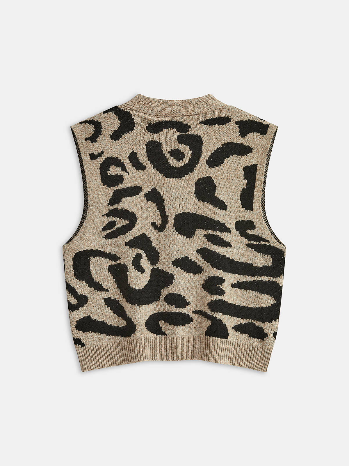 Leopard Print Wool Blend Sweater Vest