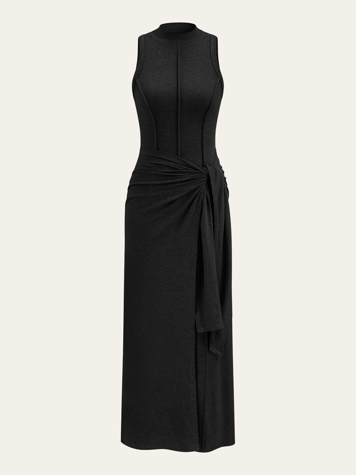 Robe midi sans manches à col montant