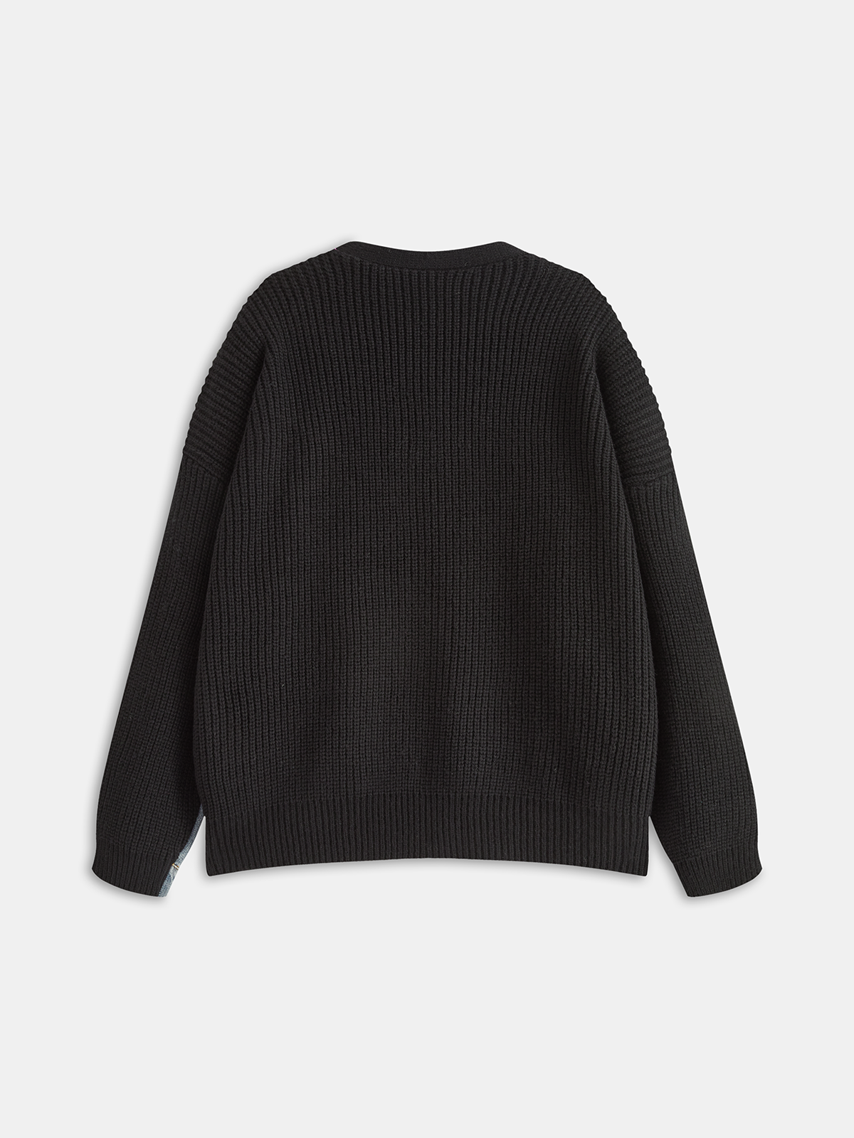 2 in 1 Denim Paneled Knit Cardigan