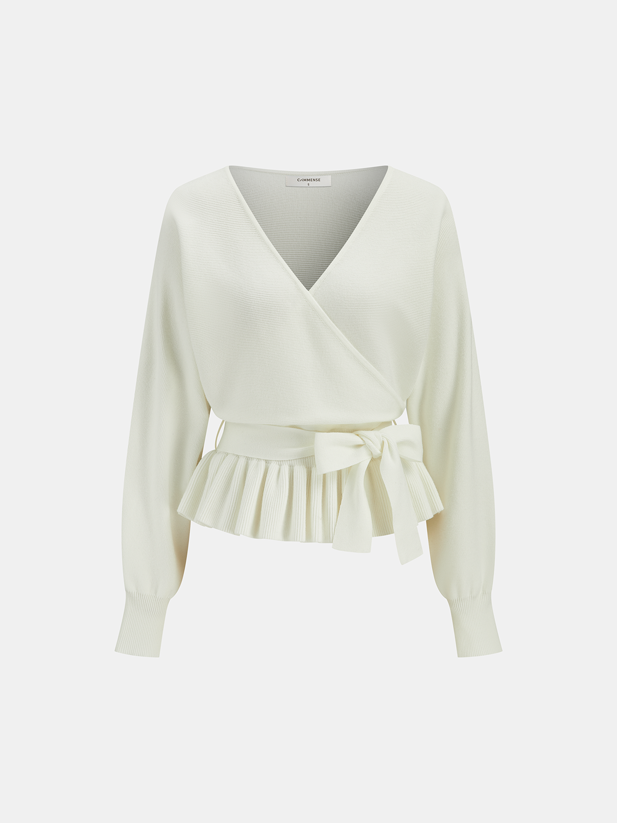 Haut en maille à basque, nœud et ceinture