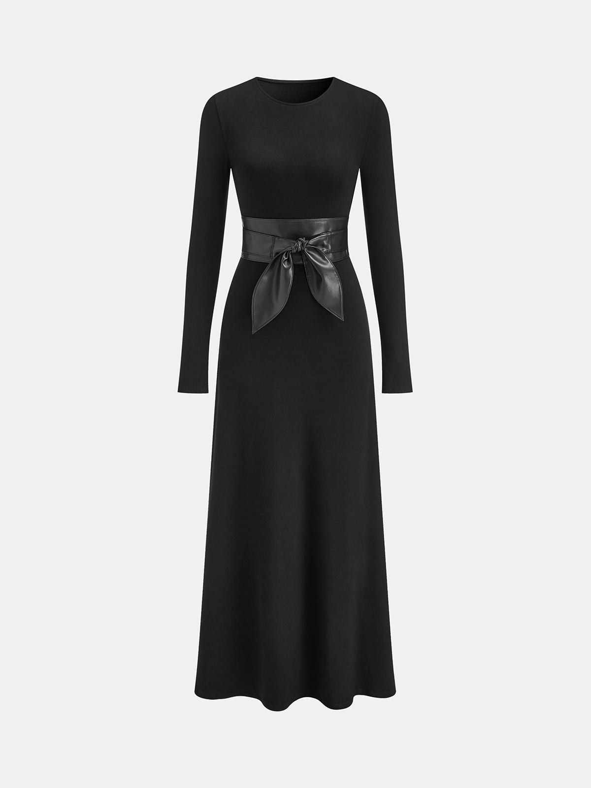 Robe longue à manches longues avec ceinture large