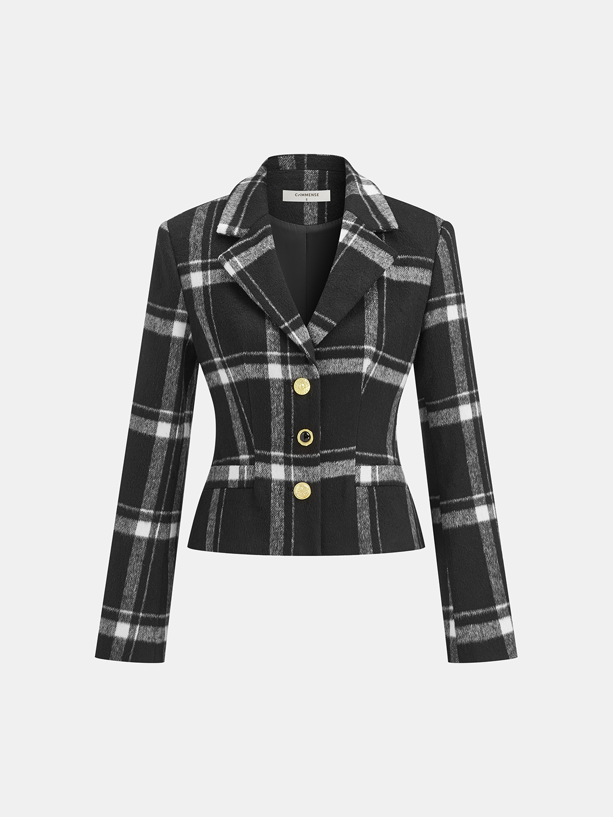 Blazer en Laine Mélangée à Carreaux