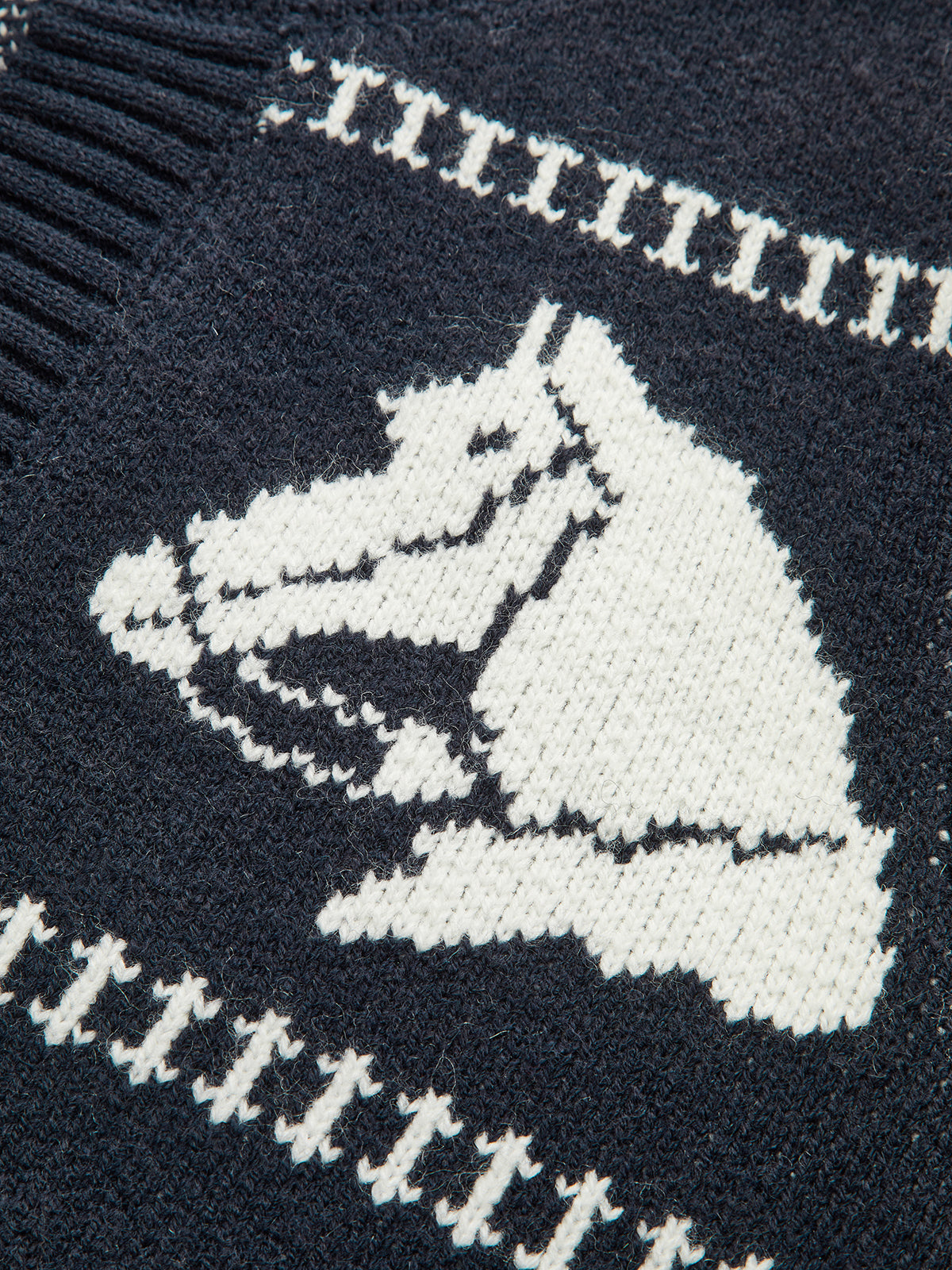 Strickjacke mit Pferde-Muster, Wollmischung und Fransen