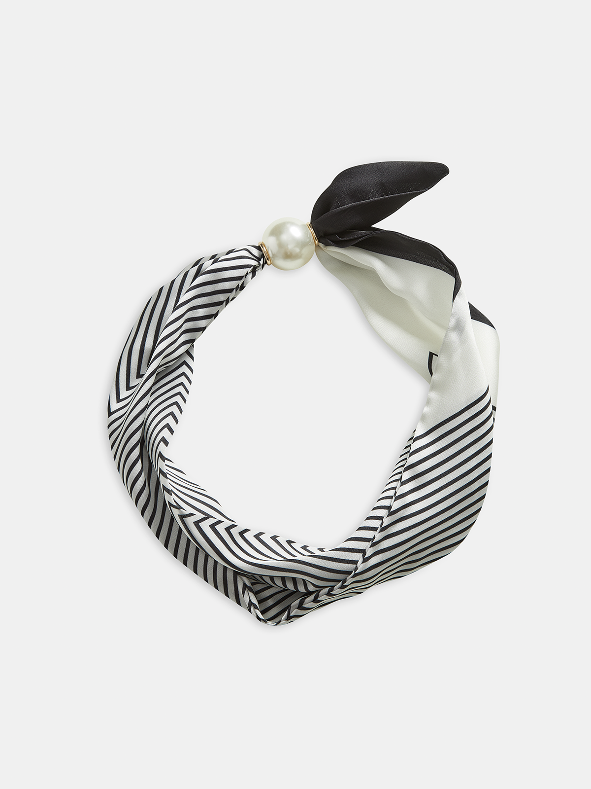 Pearl Magnetic Closure Striped Neck Scarf