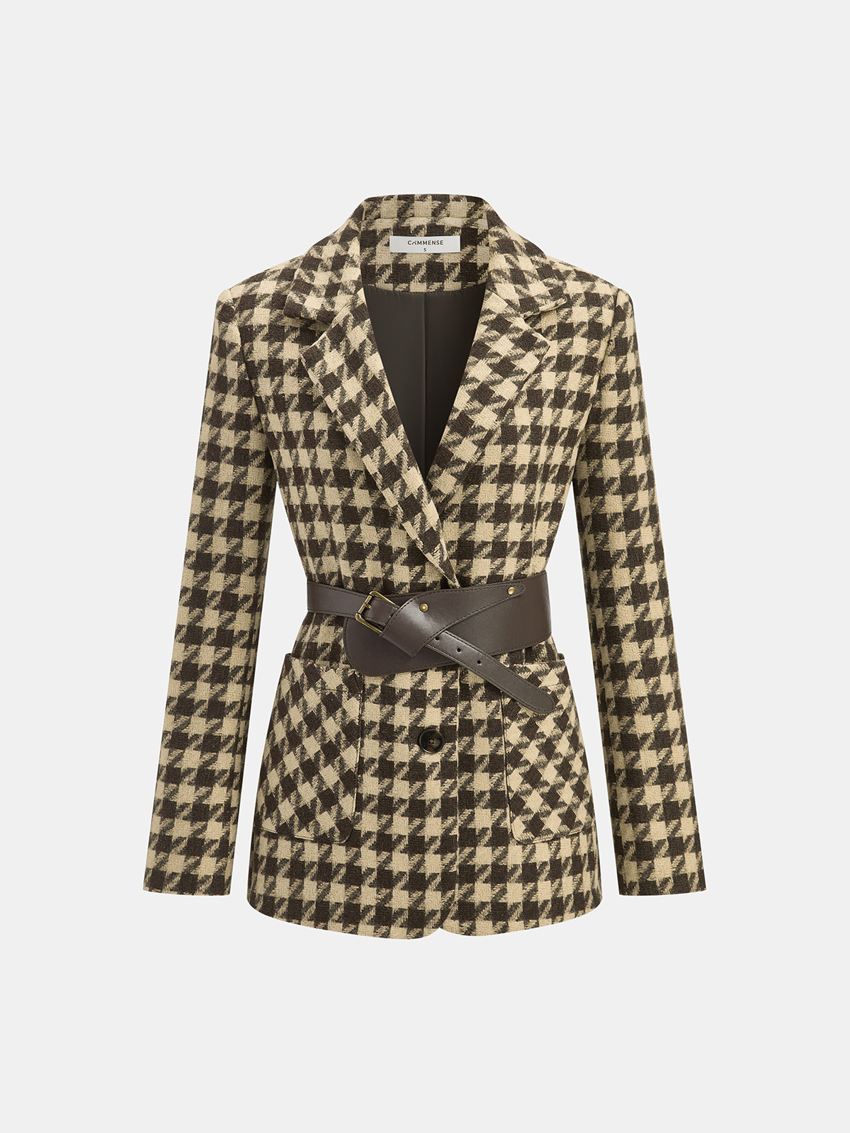 Blazer ceinturé pied-de-poule