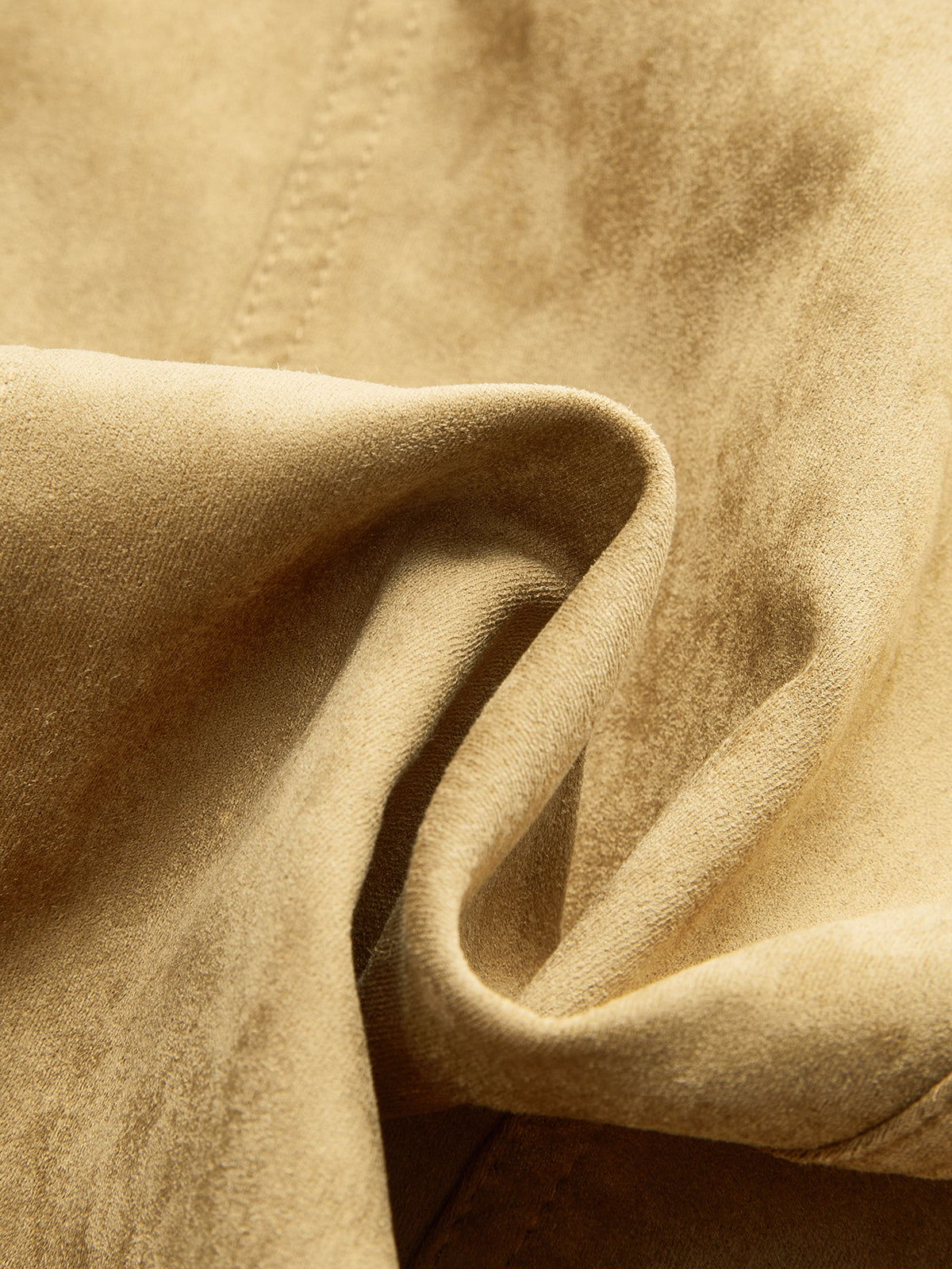 Belted Collared Suede Effect Jacket