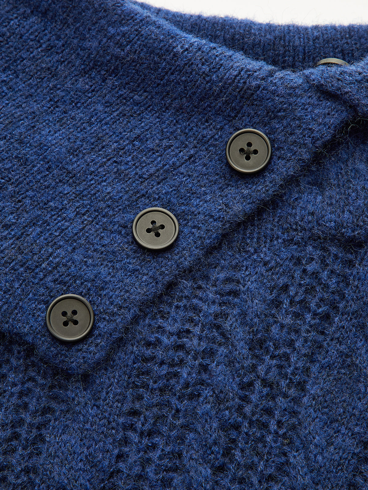 Wool Blend Large Lapel Cable Knit Sweater