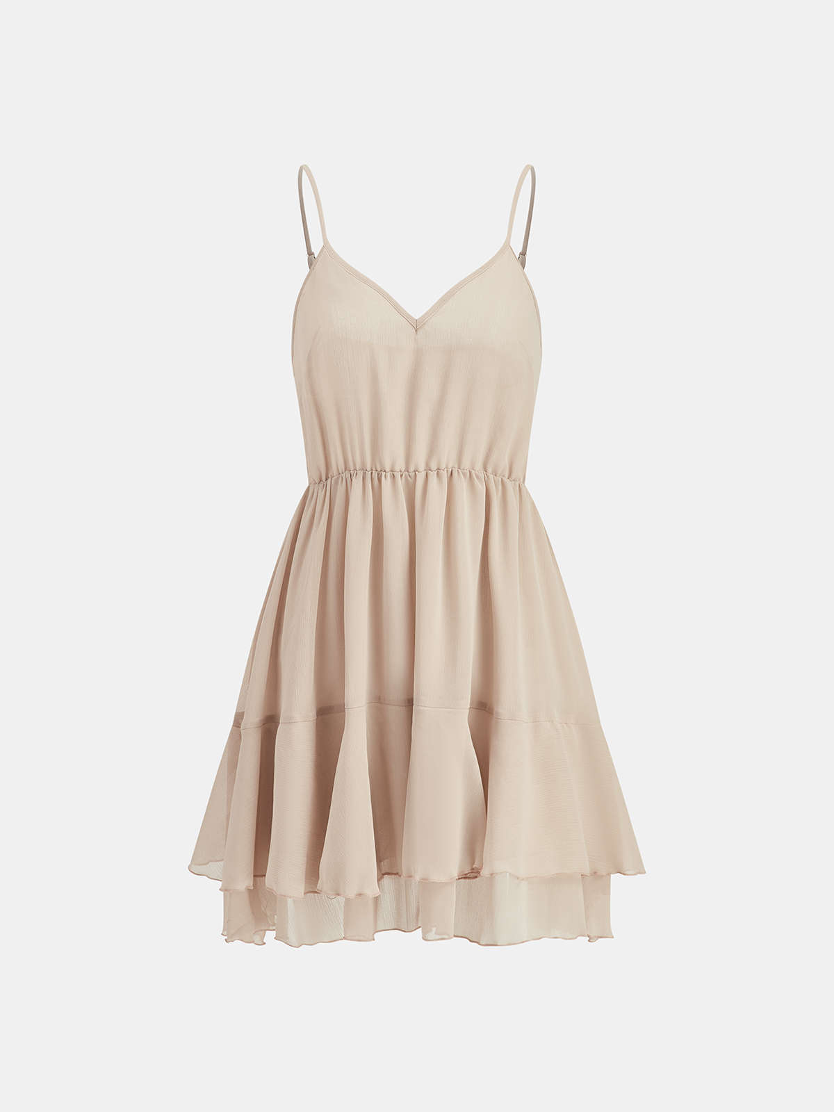 Ensemble mini-robe en mousseline à volants étagés avec doublure
