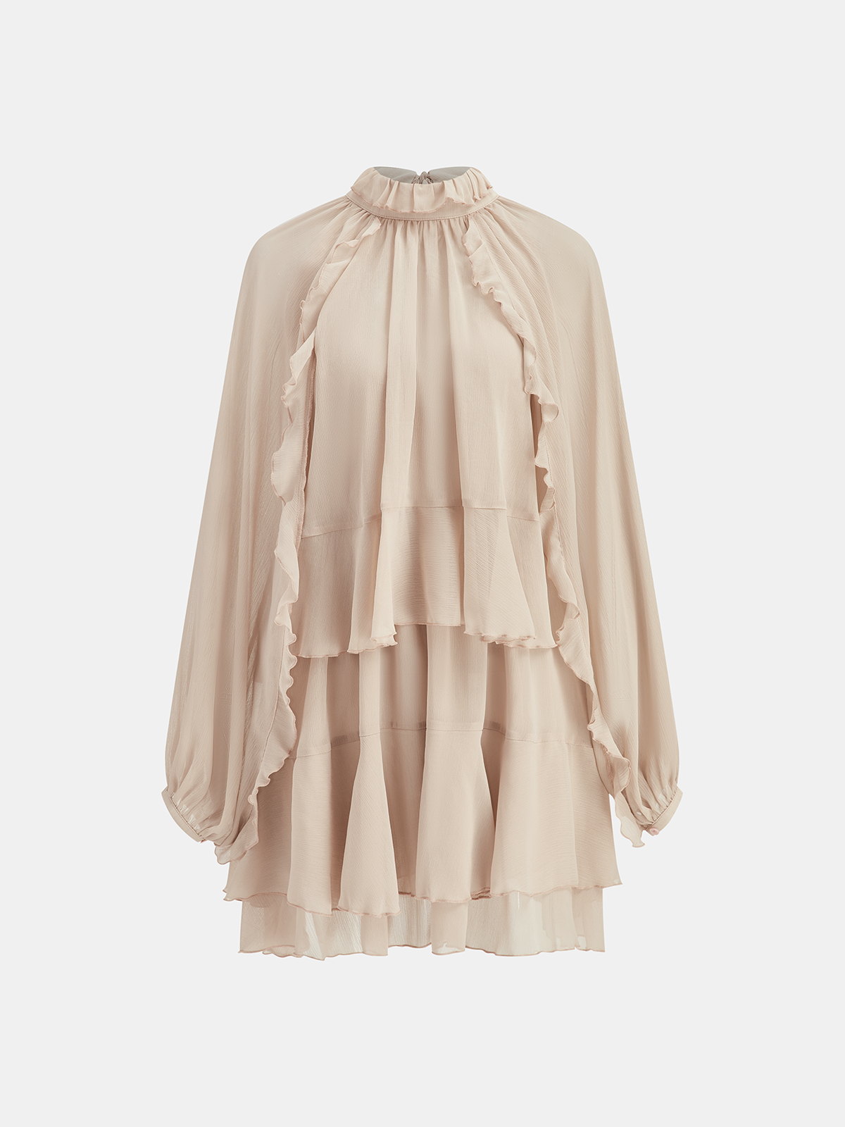 Ensemble mini-robe en mousseline à volants étagés avec doublure